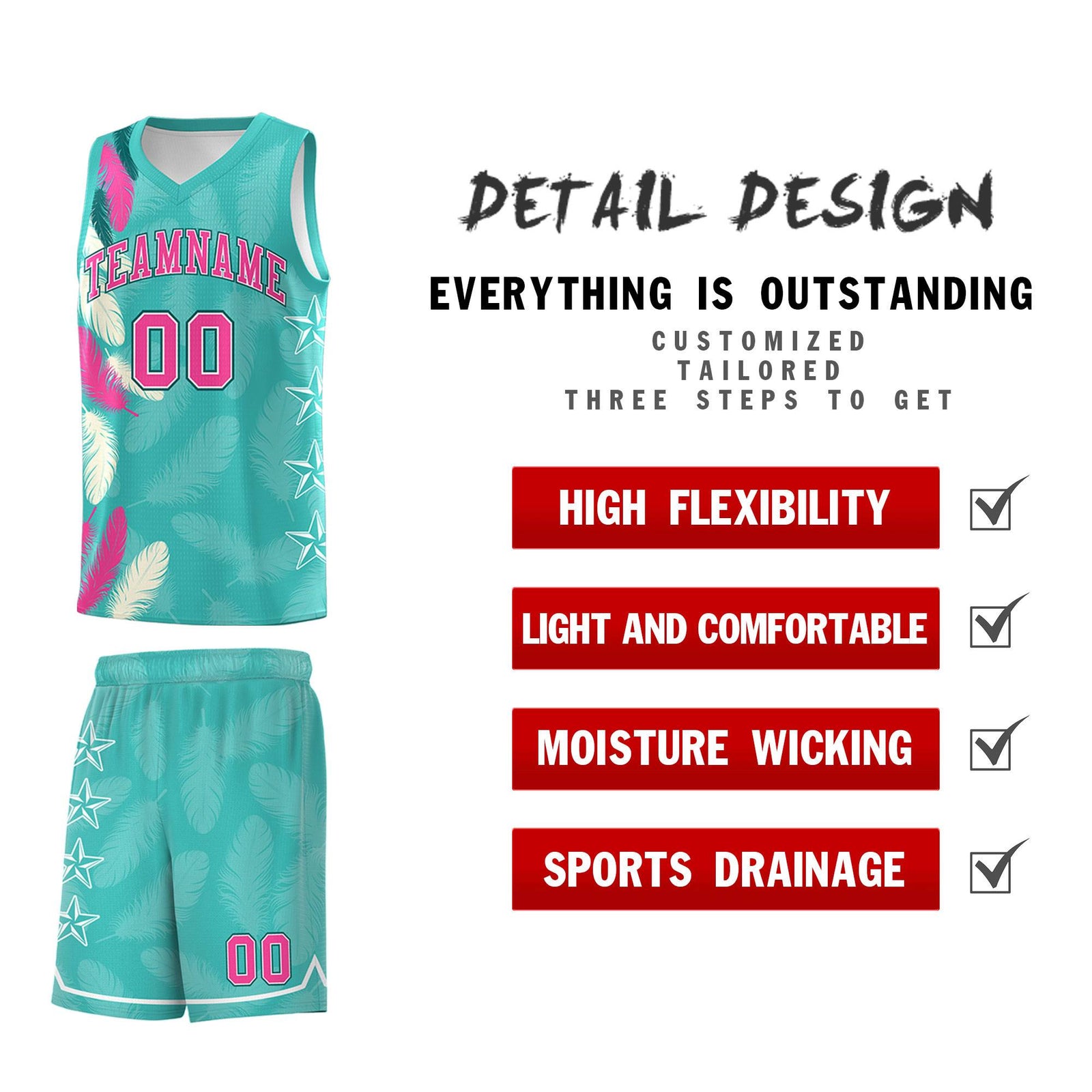 Custom Youth Basketball Jersey Bright Green Pink Feather Series Sports Uniform