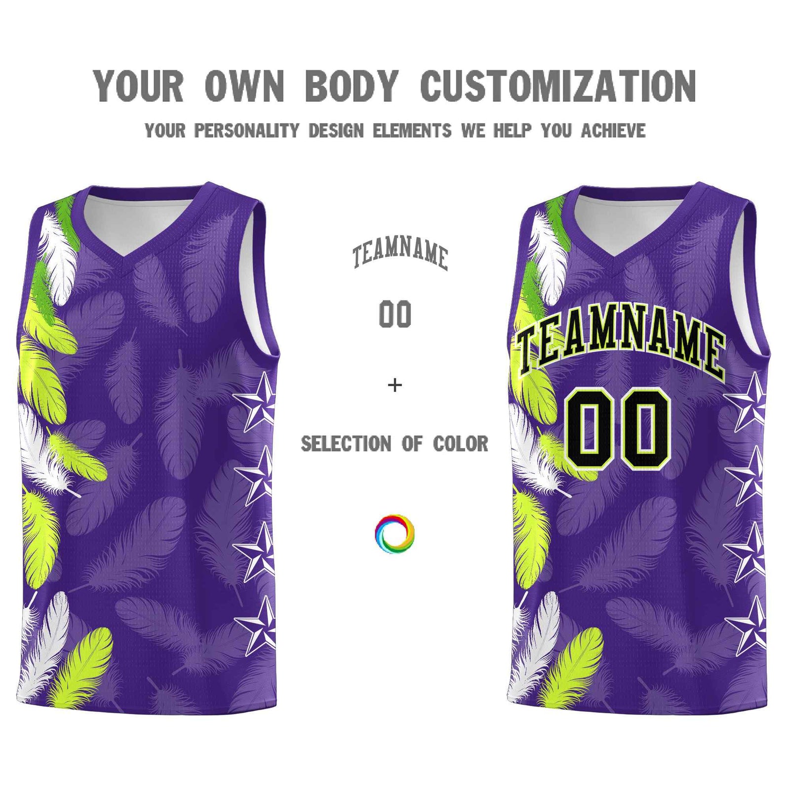 Custom Youth Basketball Jersey Purple Black Feather Series Sports Uniform