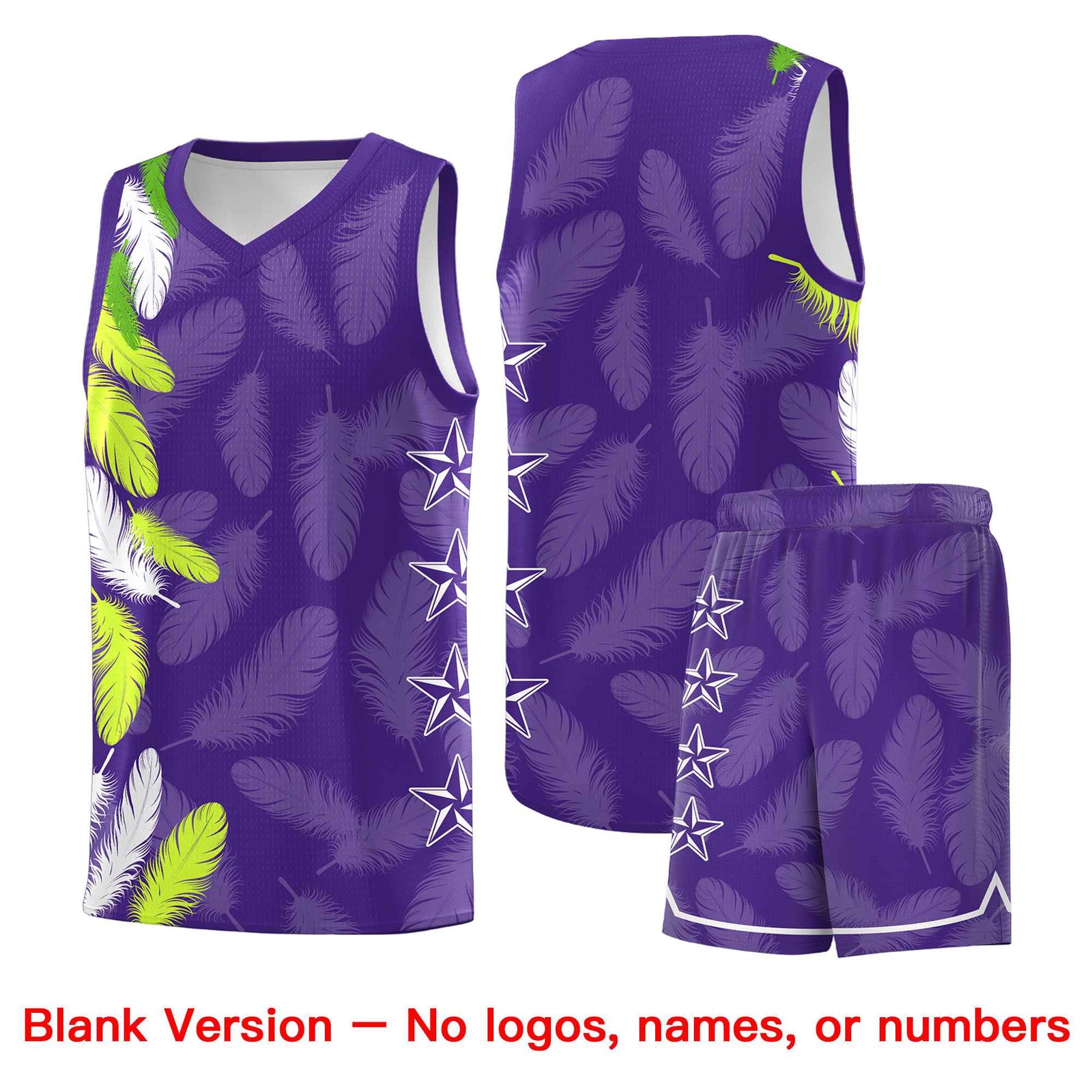 Custom Youth Basketball Jersey Purple Black Feather Series Sports Uniform