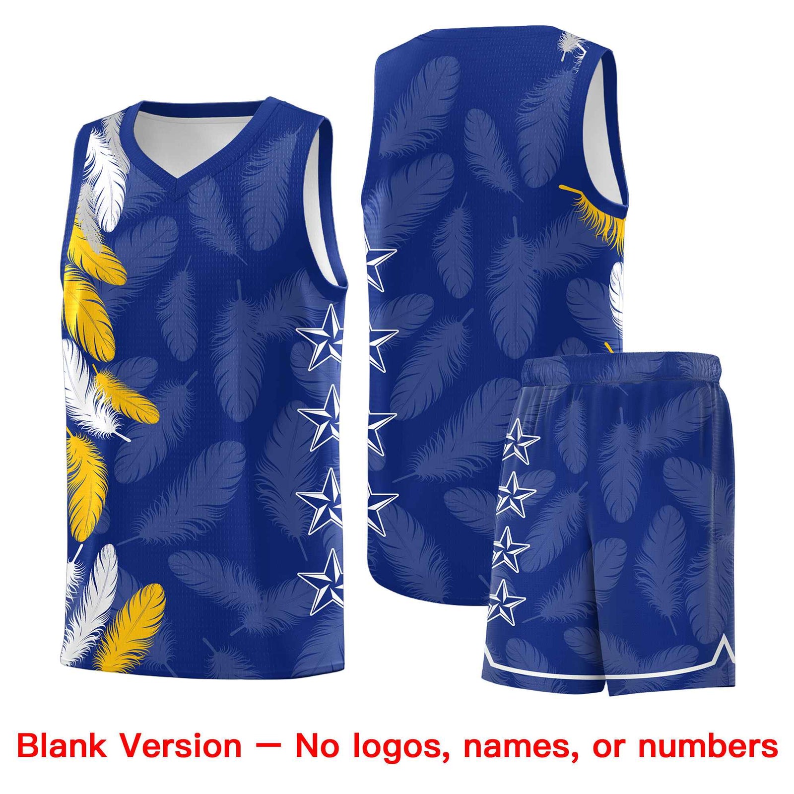 Custom Youth Basketball Jersey Royal White Feather Series Sports Uniform
