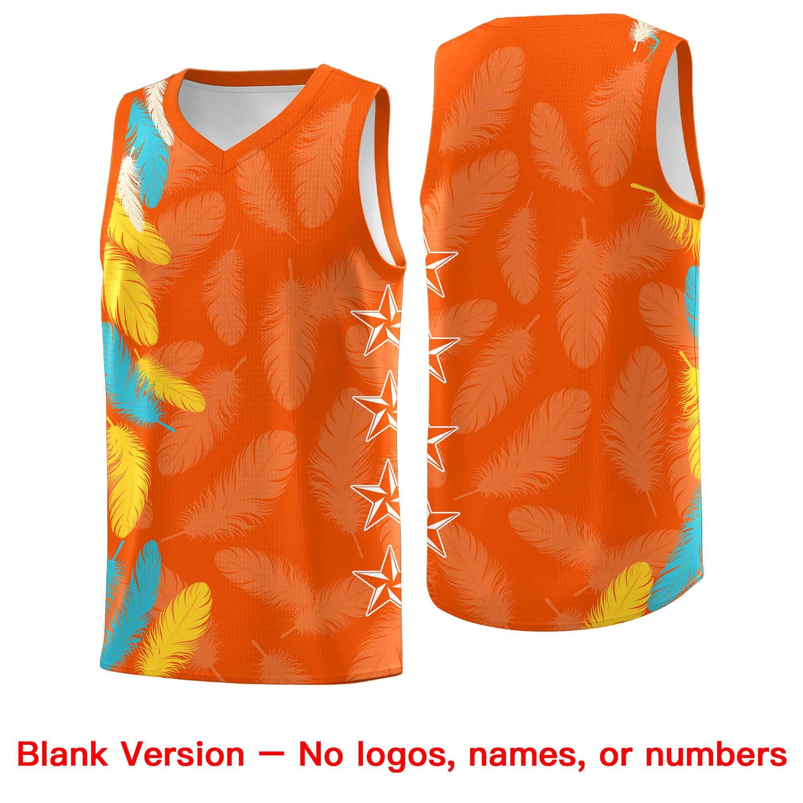 Custom Youth Basketball Jersey Orange Sky Blue Feather Series Sports Uniform