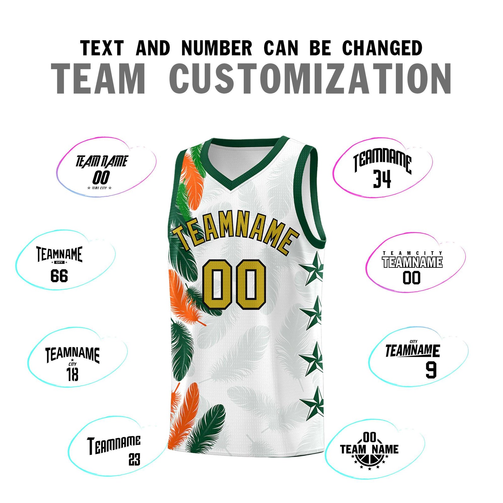 Custom Youth Basketball Jersey White Old Gold Feather Series Sports Uniform