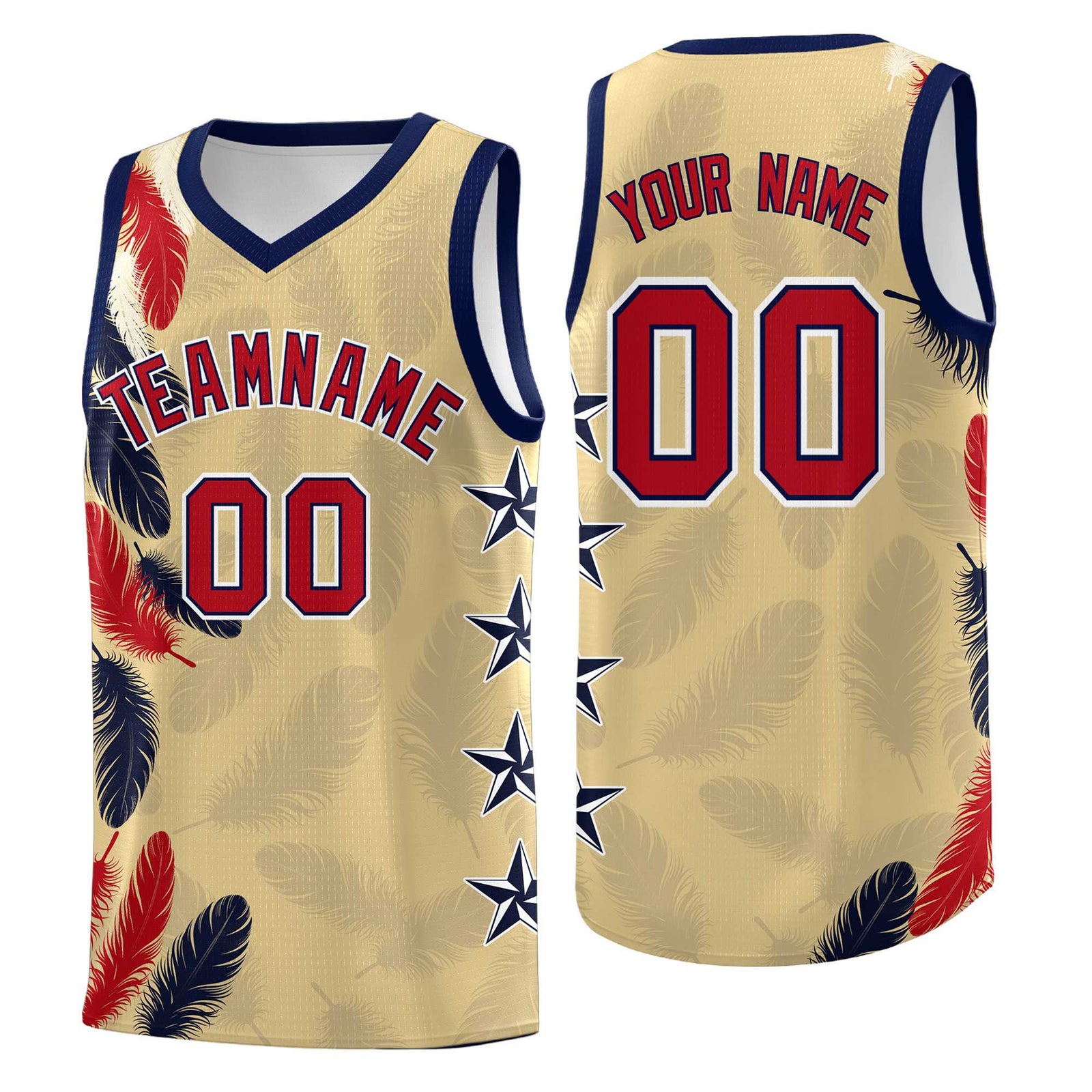 Custom Youth Basketball Jersey Khaki Red Feather Series Sports Uniform