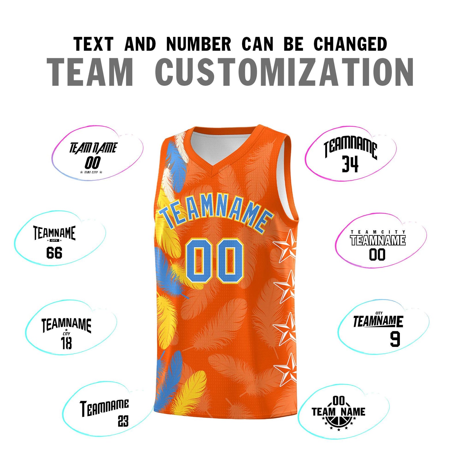 Custom Youth Basketball Jersey Orange Powder Blue Feather Series Sports Uniform