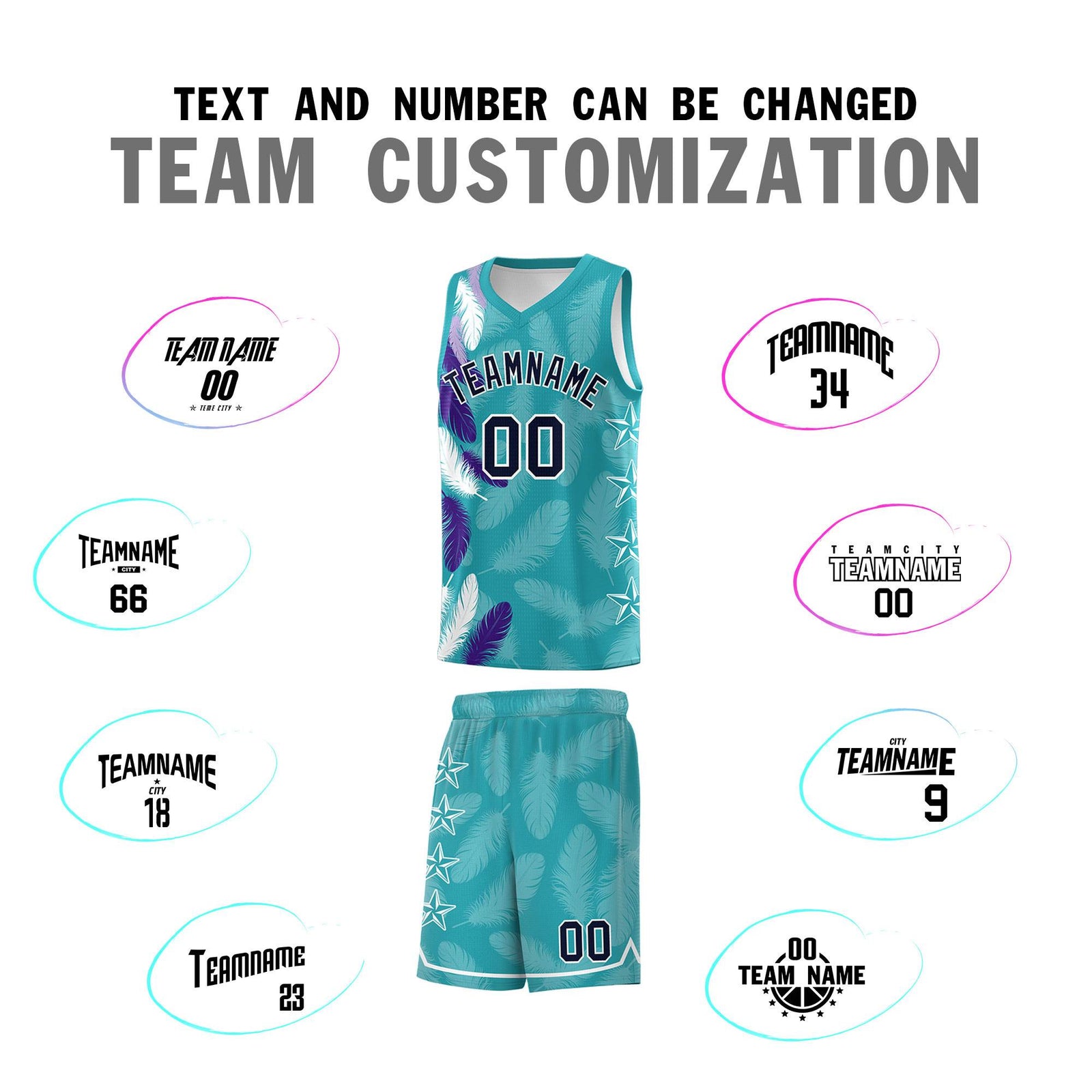 Custom Youth Basketball Jersey Aqua Navy Feather Series Sports Uniform