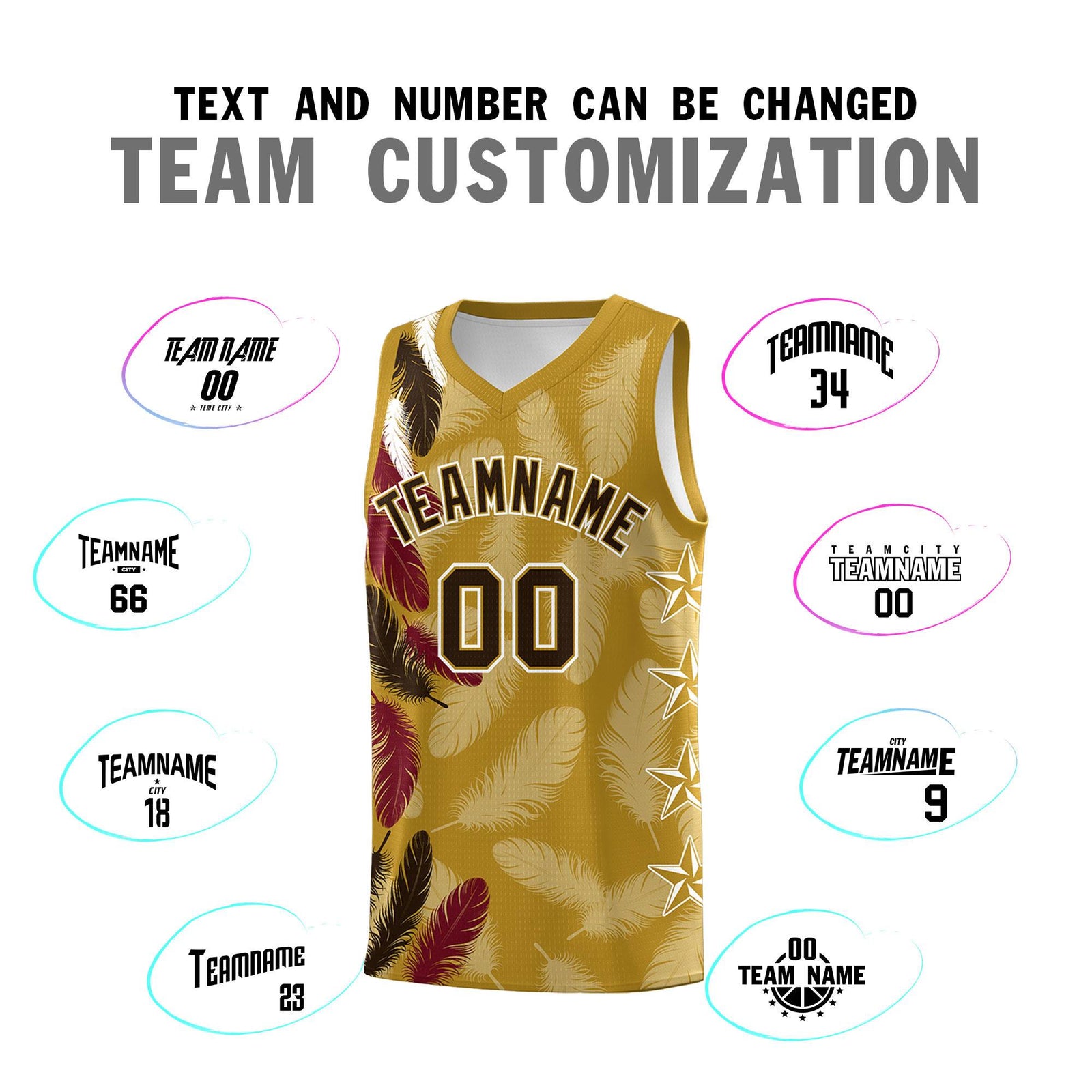 Custom Youth Basketball Jersey Old Gold Brown Feather Series Sports Uniform