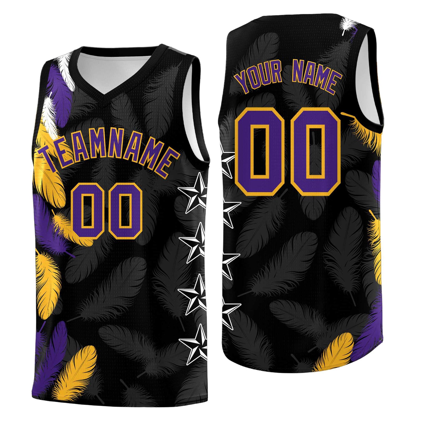 Custom Youth Basketball Jersey Black Purple Feather Series Sports Uniform