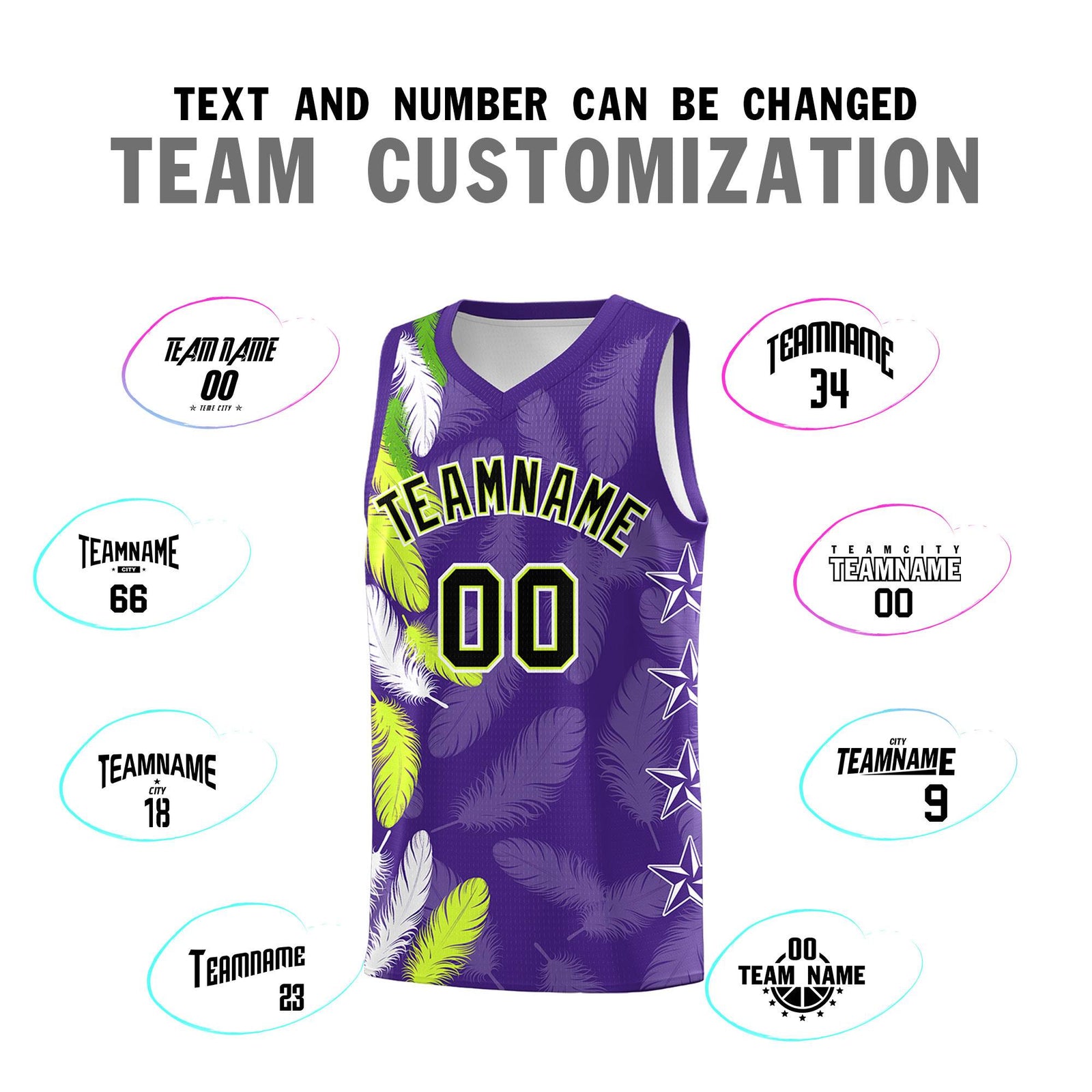Custom Youth Basketball Jersey Purple Black Feather Series Sports Uniform