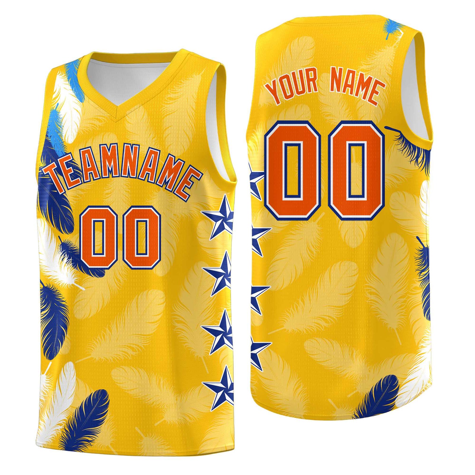 Custom Youth Basketball Jersey Gold Orange Feather Series Sports Uniform