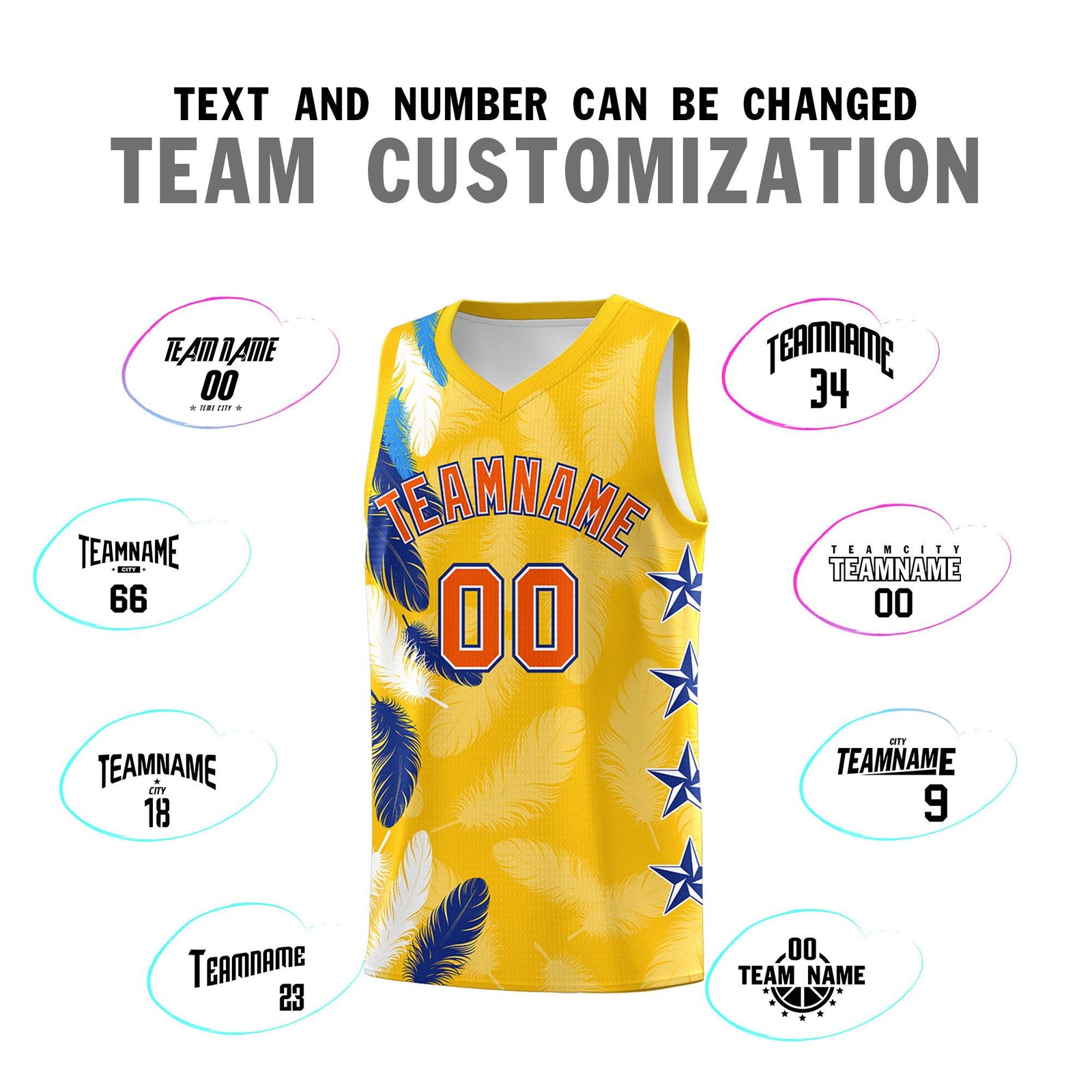 Custom Youth Basketball Jersey Gold Orange Feather Series Sports Uniform