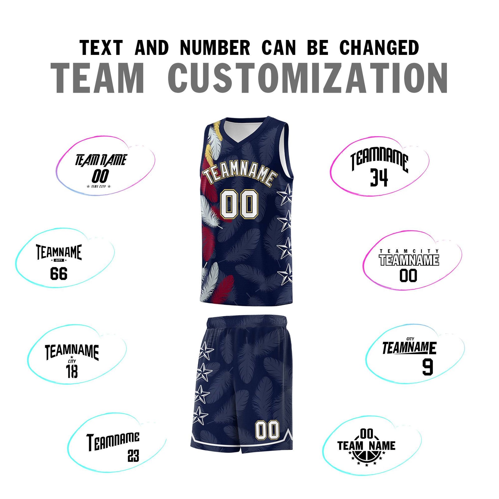 Custom Youth Basketball Jersey Navy White Feather Series Sports Uniform