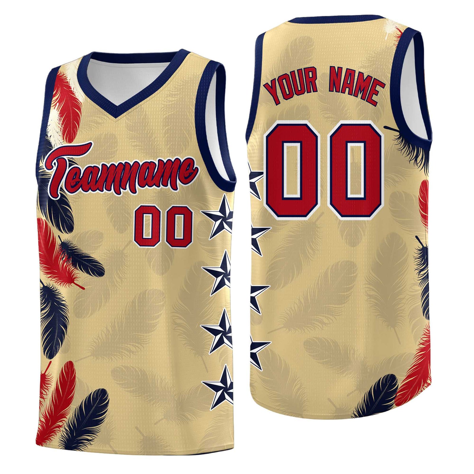 Custom Youth Basketball Jersey Khaki Red Feather Series Sports Uniform
