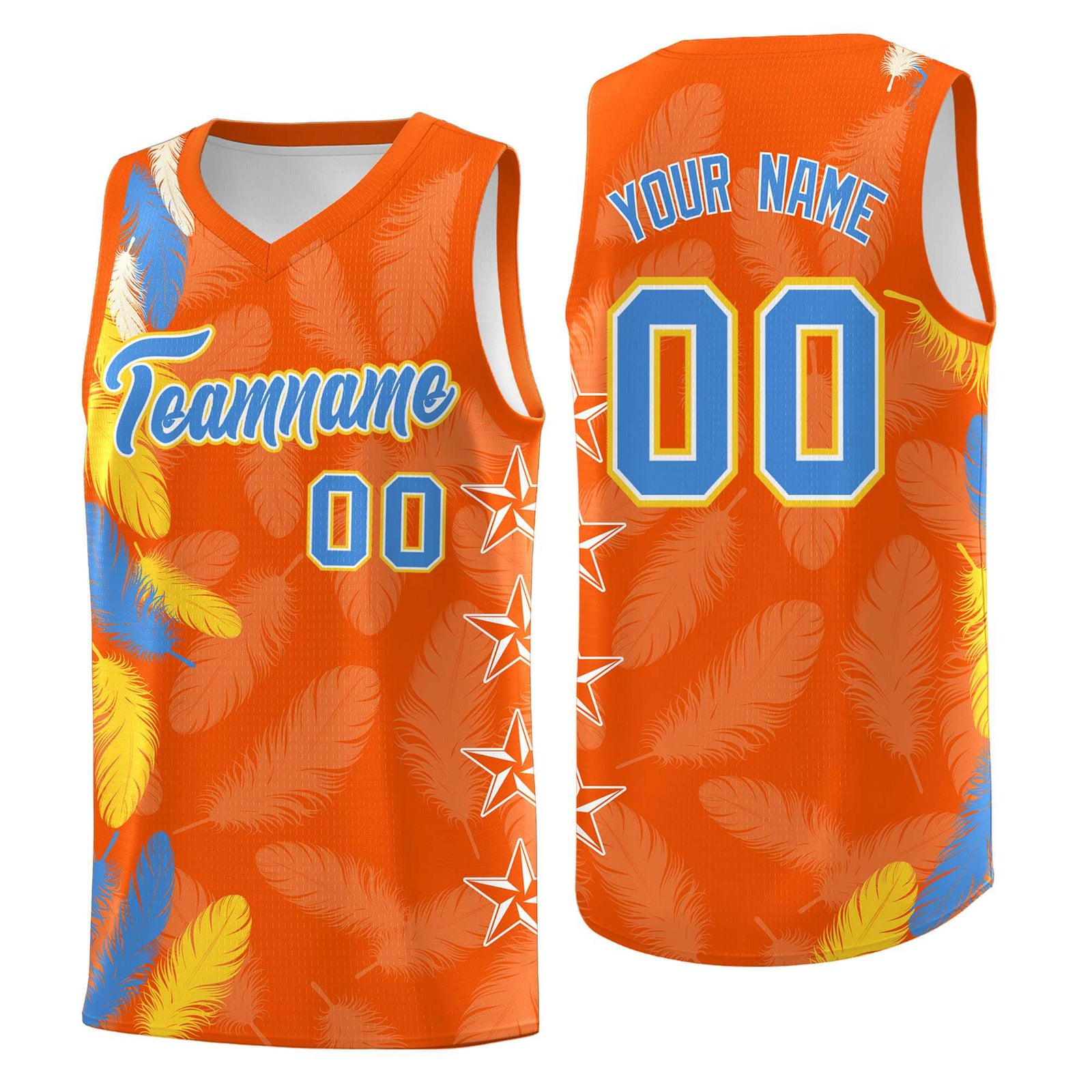 Custom Youth Basketball Jersey Orange Powder Blue Feather Series Sports Uniform