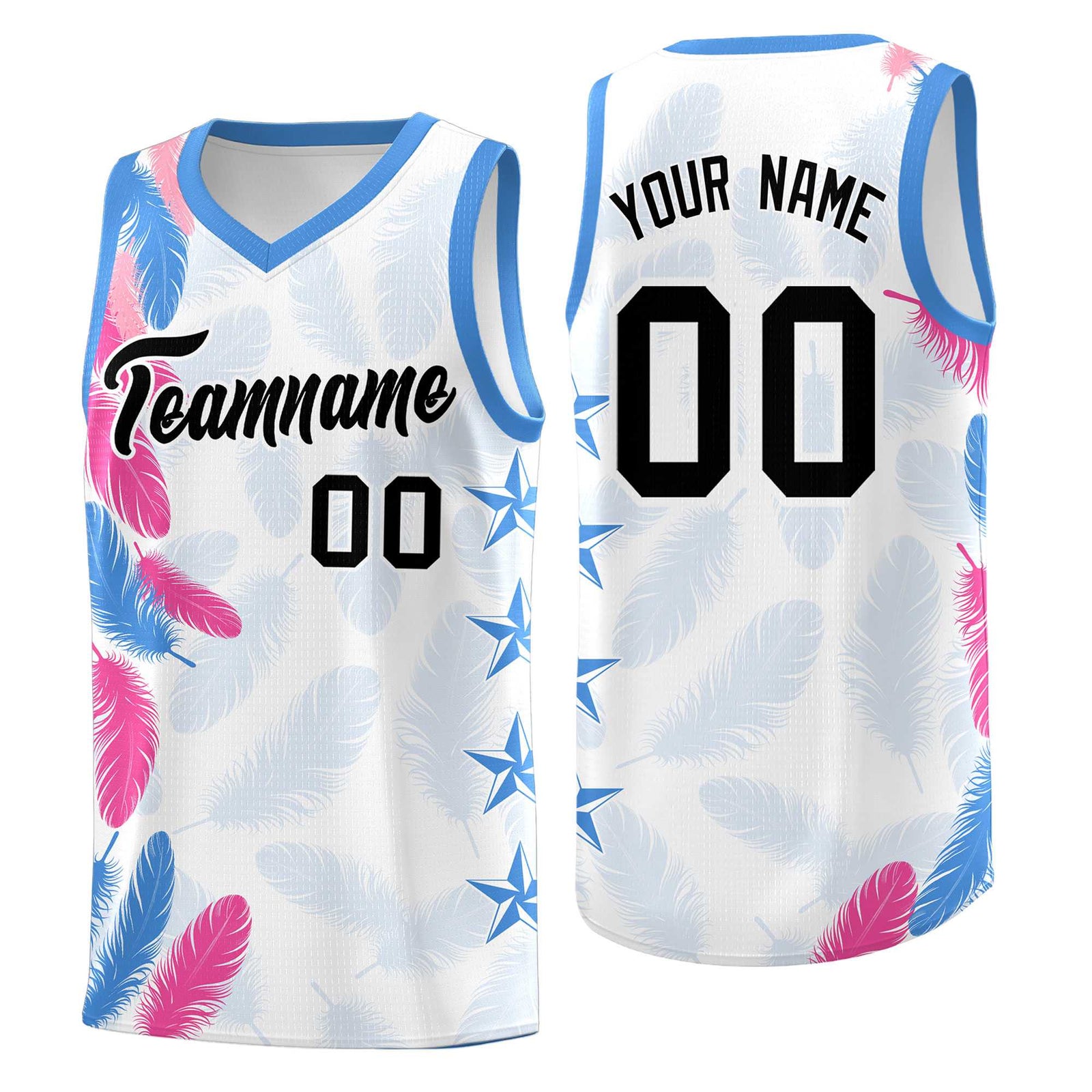 Custom Youth Basketball Jersey White Black Feather Series Sports Uniform