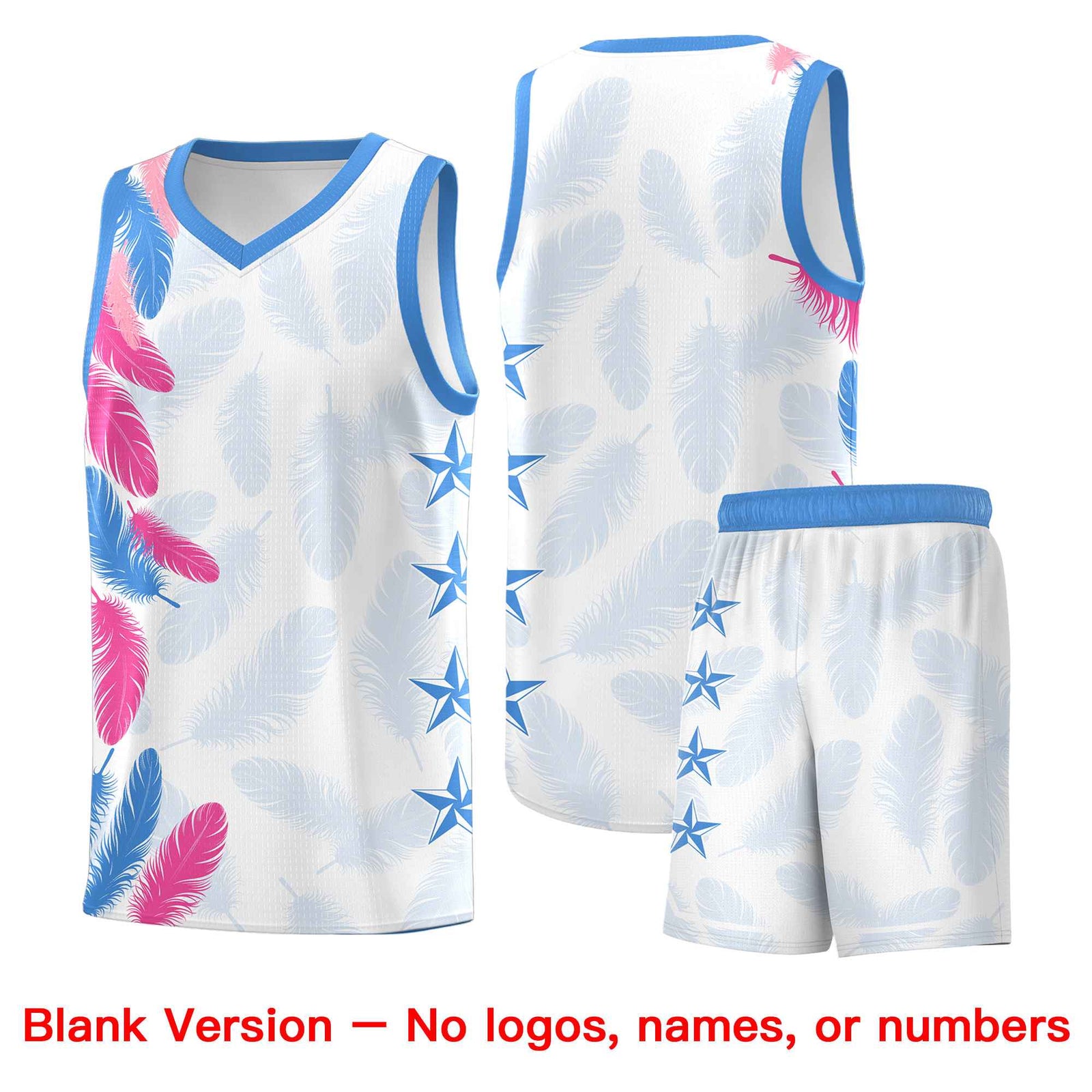 Custom Youth Basketball Jersey White Black Feather Series Sports Uniform