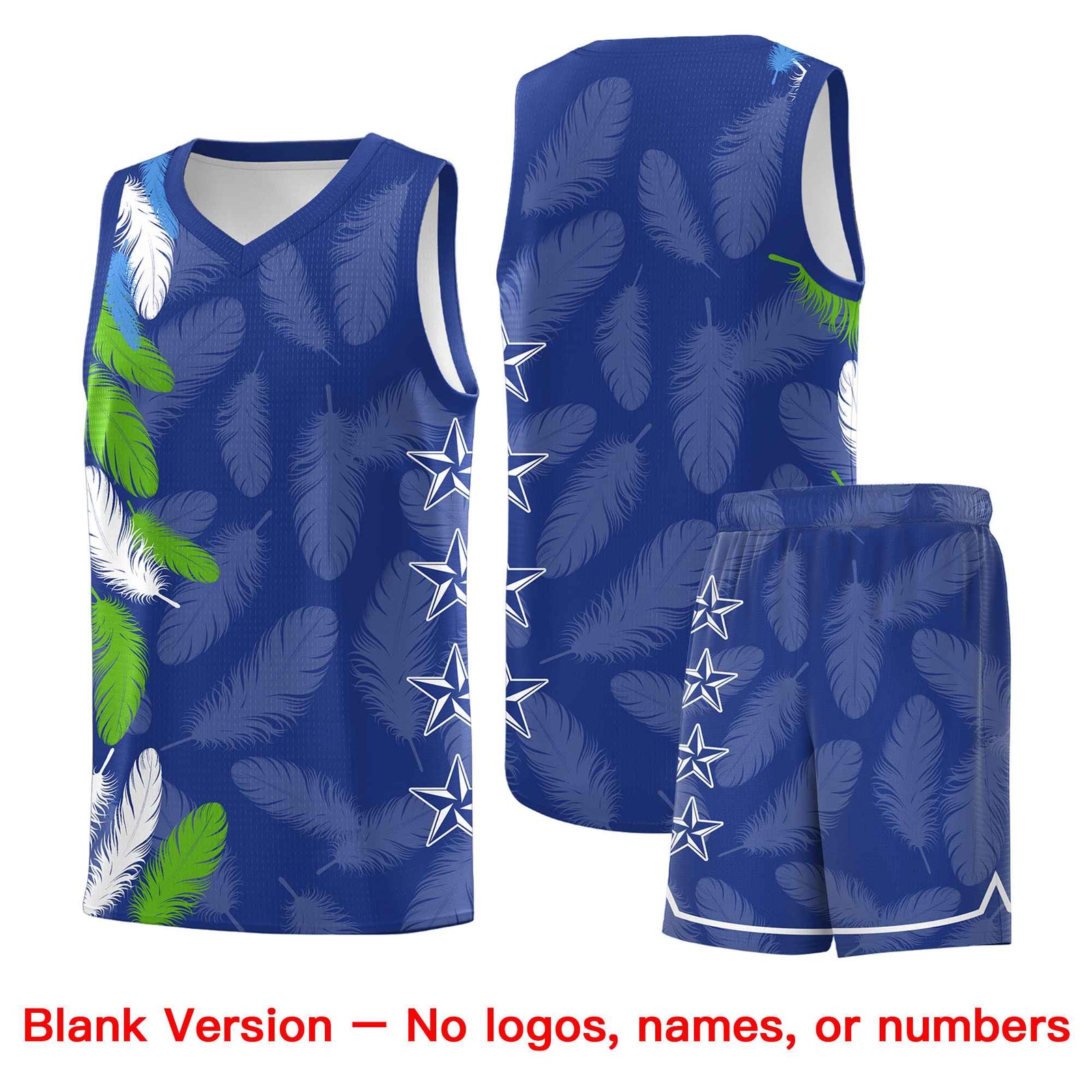 Custom Youth Basketball Jersey Royal White Feather Series Sports Uniform