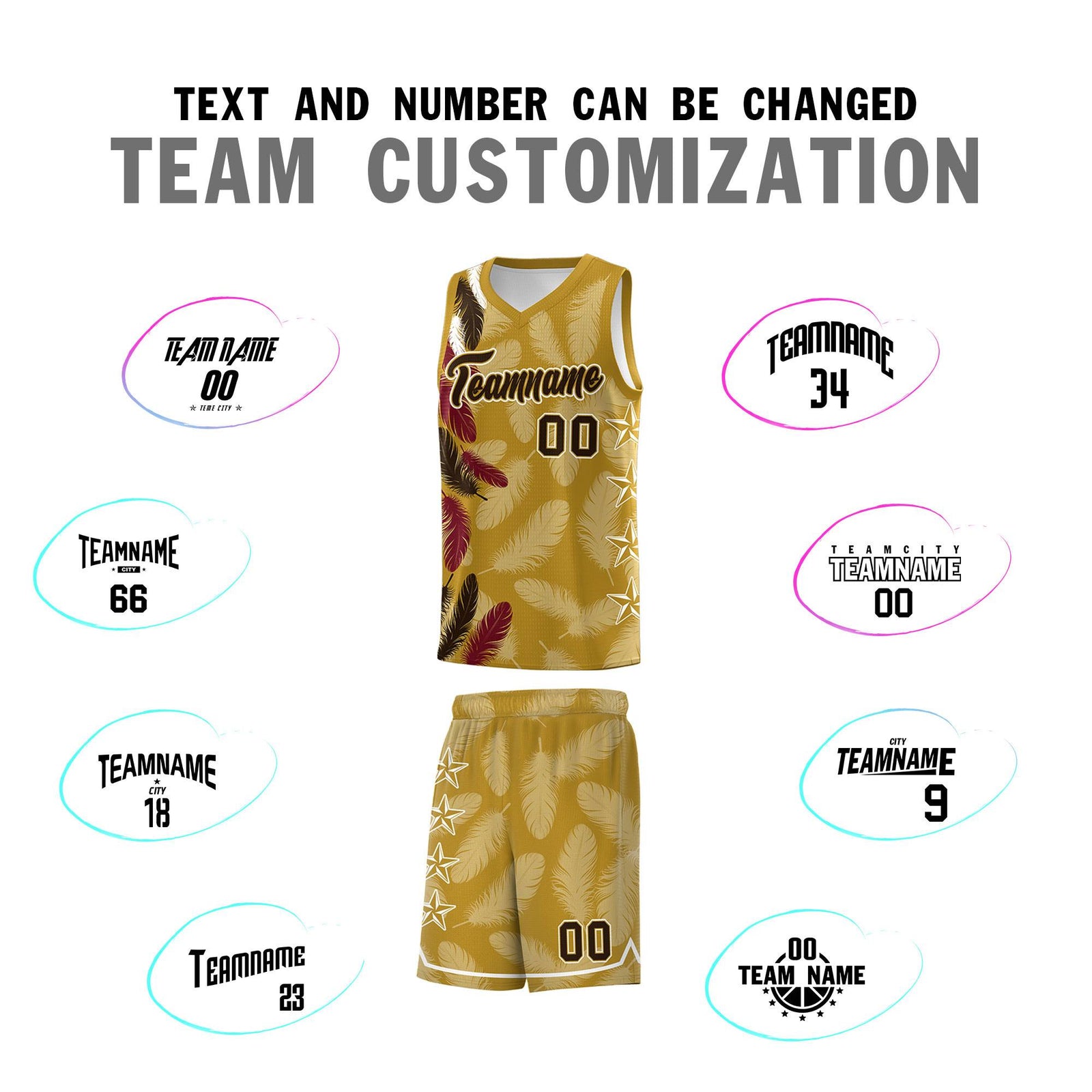Custom Youth Basketball Jersey Old Gold Brown Feather Series Sports Uniform