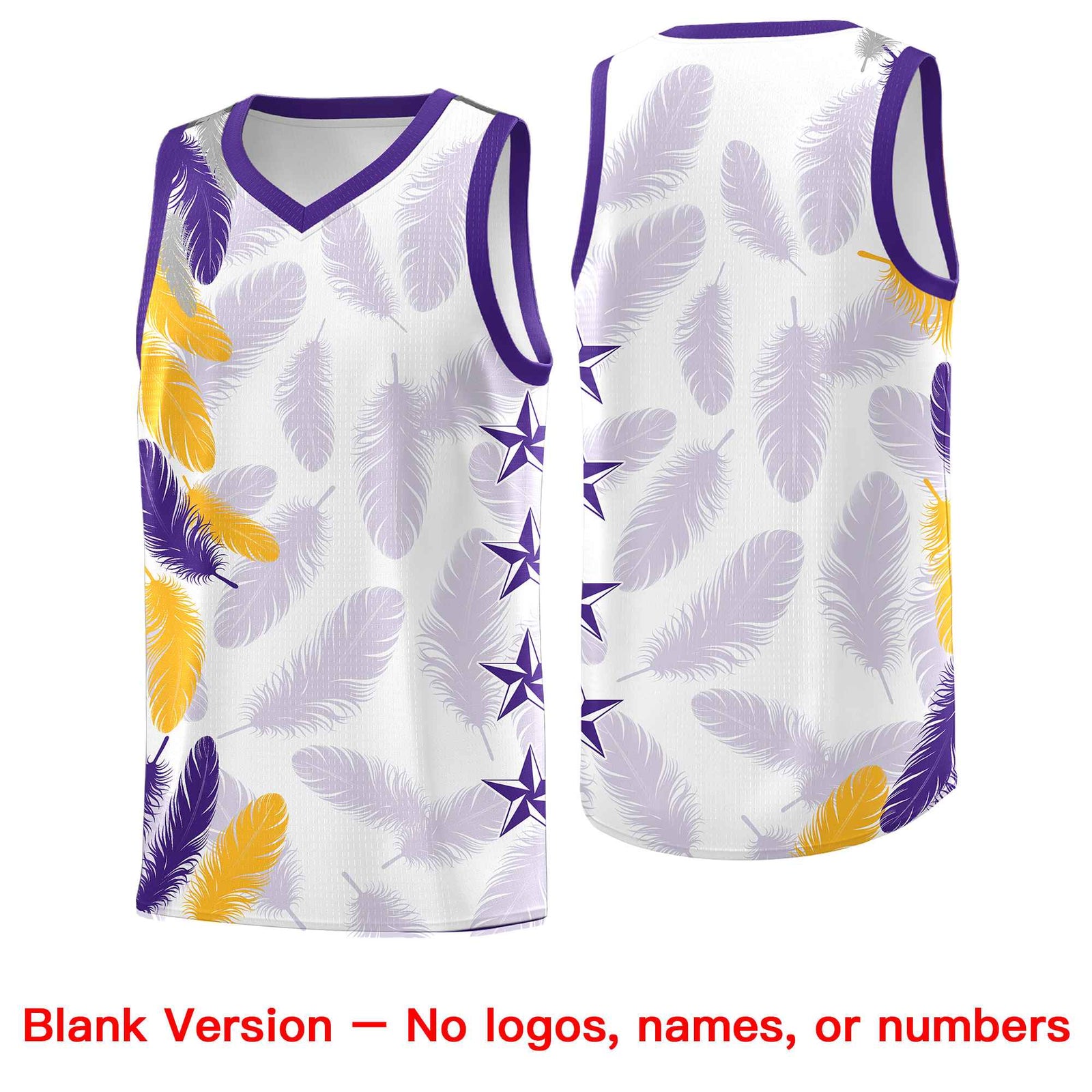 Custom Youth Basketball Jersey White Purple Feather Series Sports Uniform