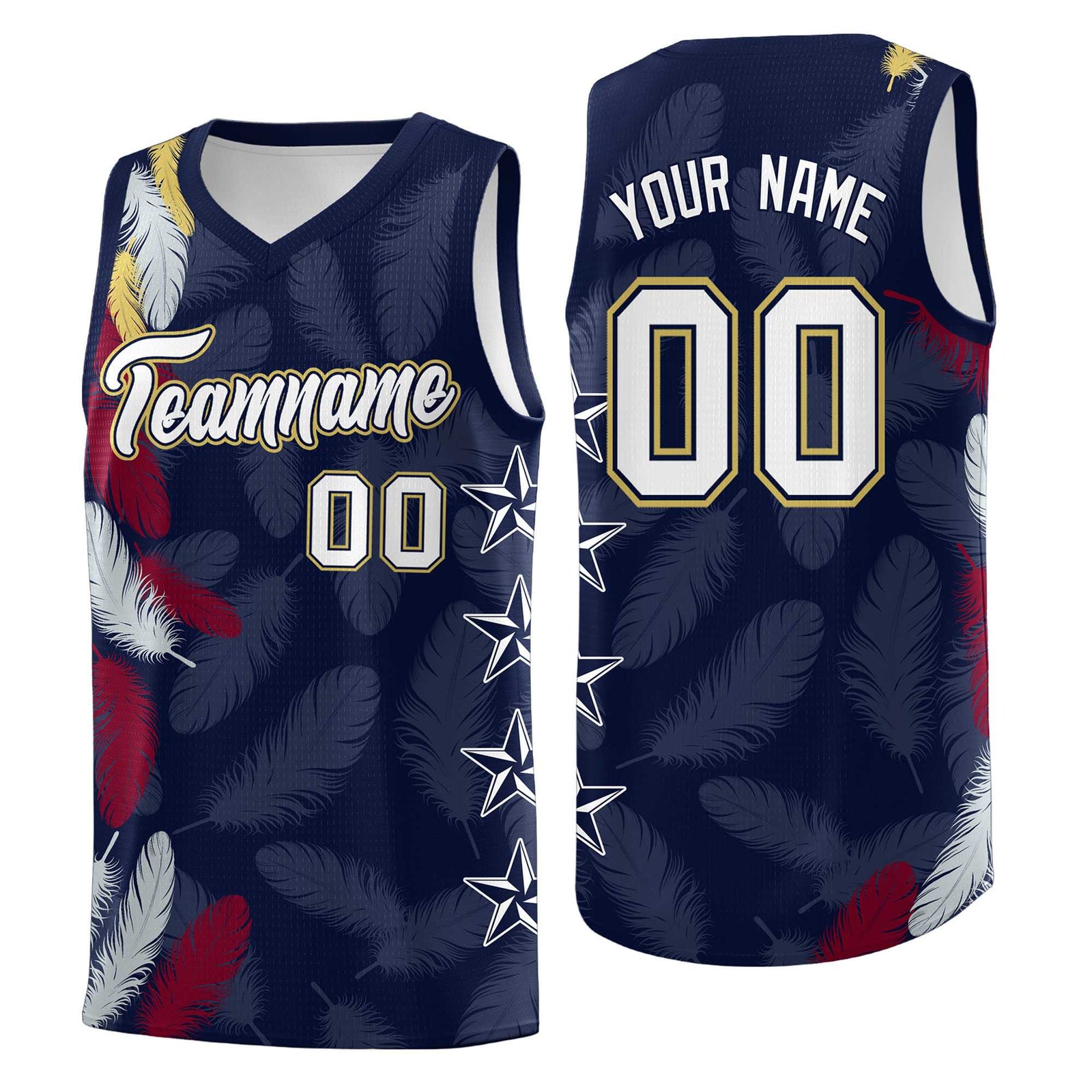 Custom Youth Basketball Jersey Navy White Feather Series Sports Uniform