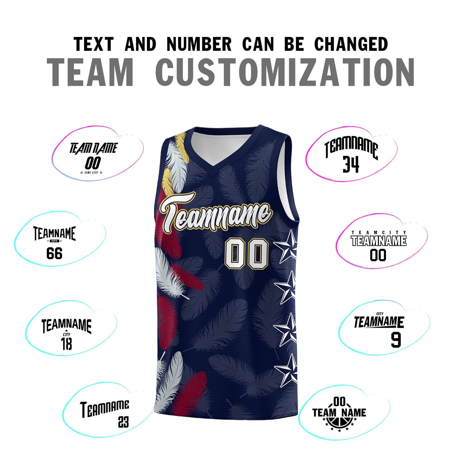Custom Youth Basketball Jersey Navy White Feather Series Sports Uniform