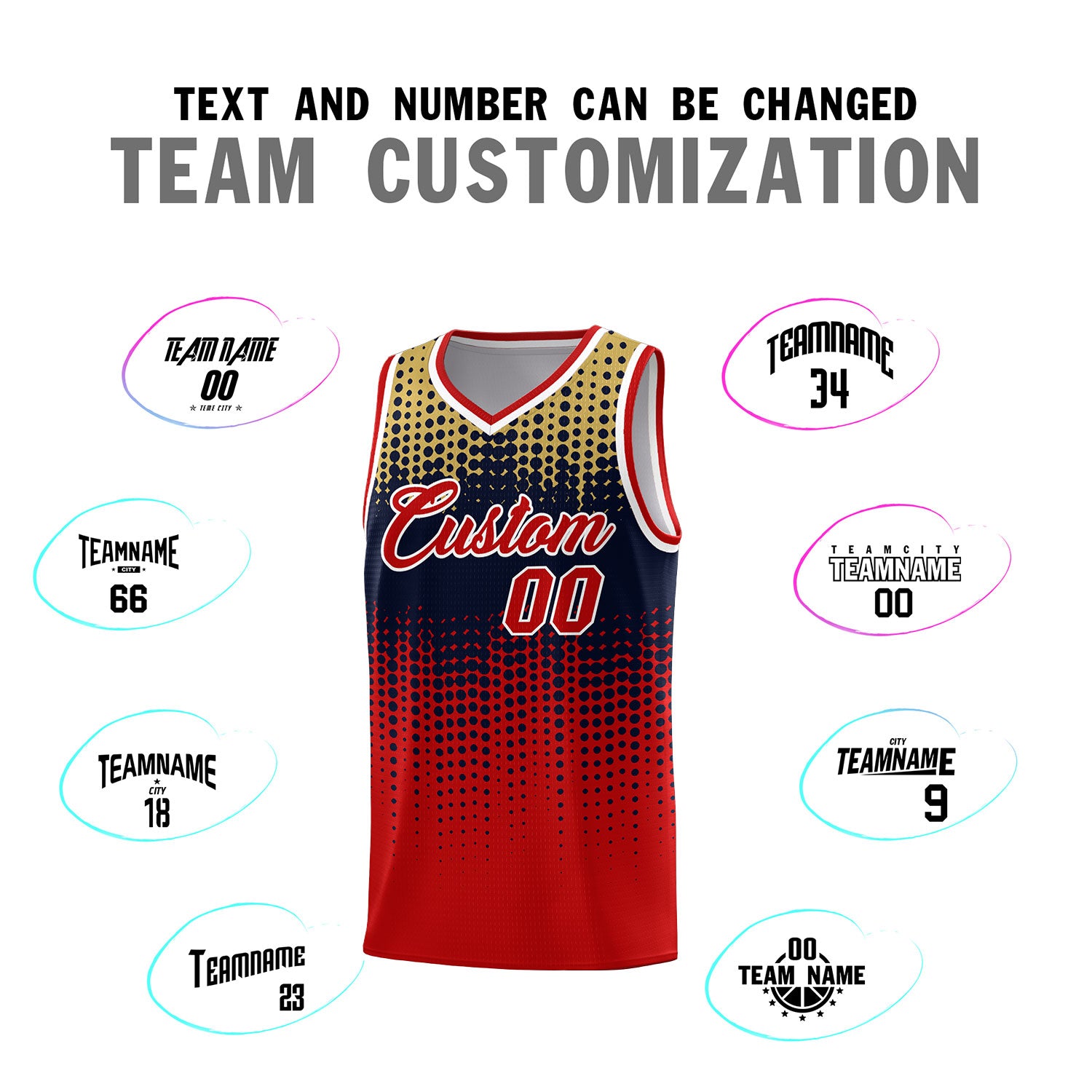 Custom Red Gradient Dots Design Pattern Sports Uniform Basketball Jersey