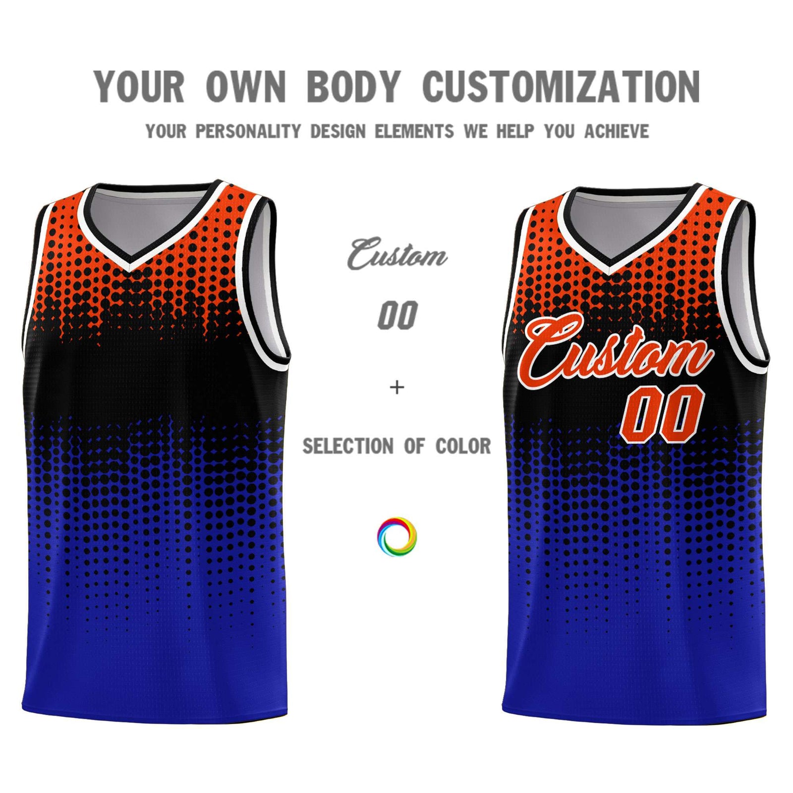 Custom Royal Gradient Dots Design Pattern Sports Uniform Basketball Jersey