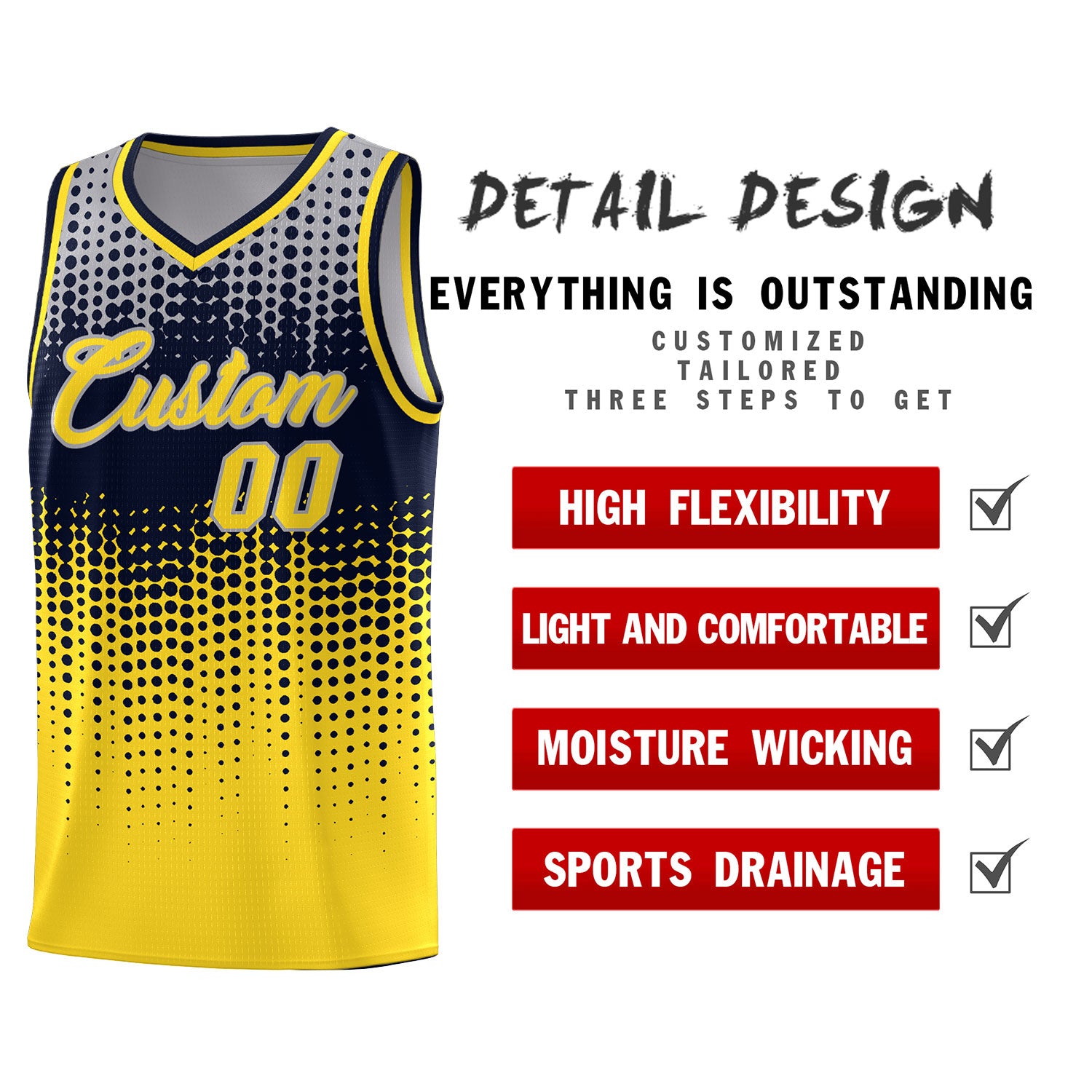 Custom Gold Gradient Dots Design Pattern Sports Uniform Basketball Jersey