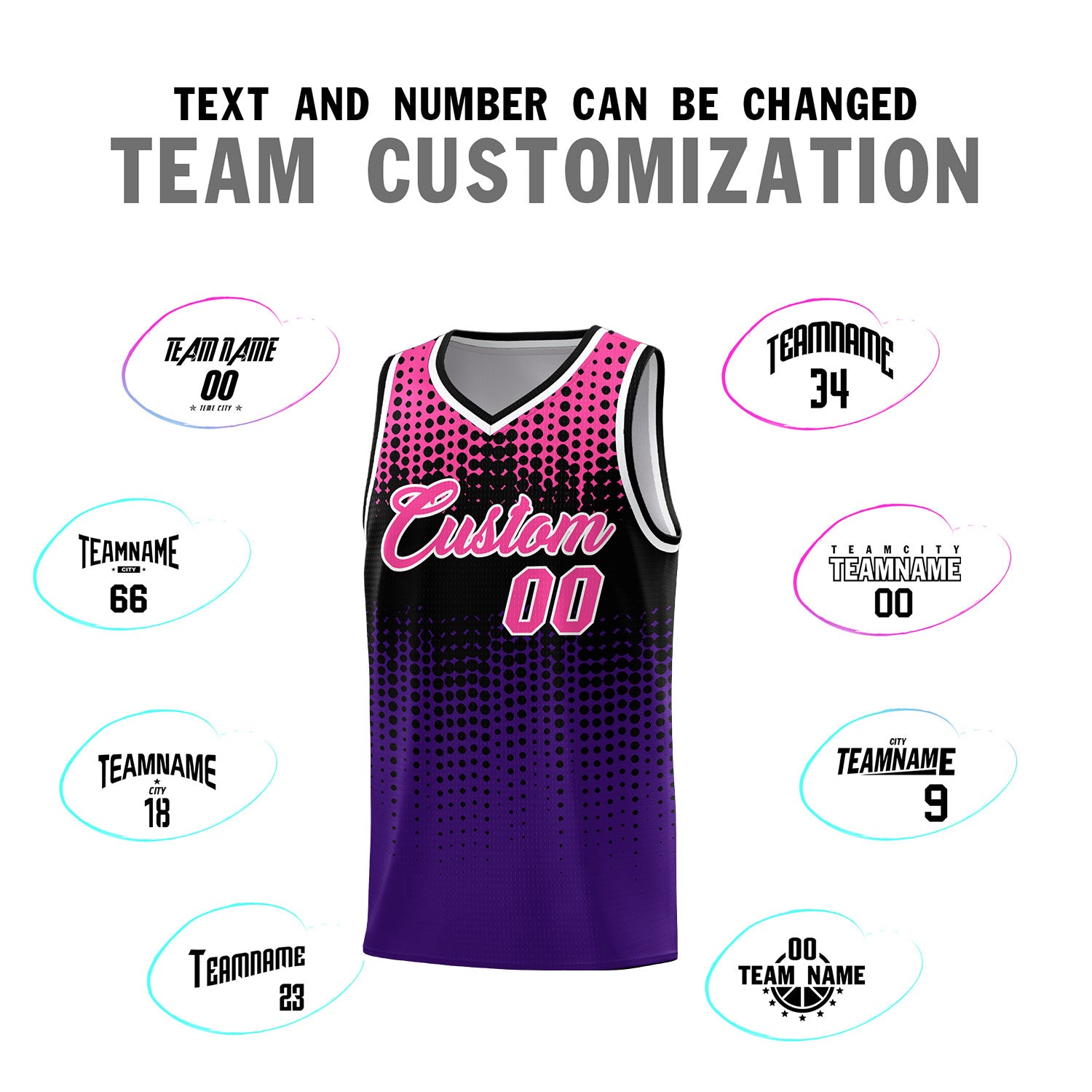 Custom Purple Gradient Dots Design Pattern Sports Uniform Basketball Jersey