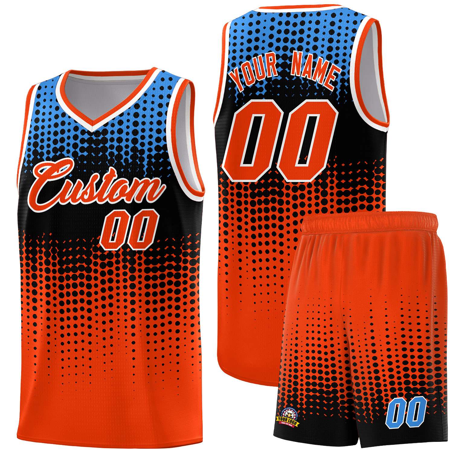 Custom Orange Gradient Dots Design Pattern Sports Uniform Basketball Jersey