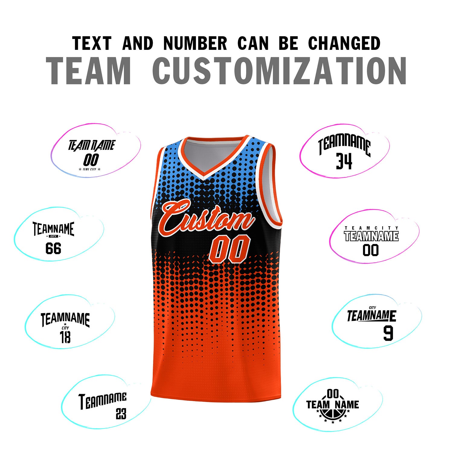 Custom Orange Gradient Dots Design Pattern Sports Uniform Basketball Jersey