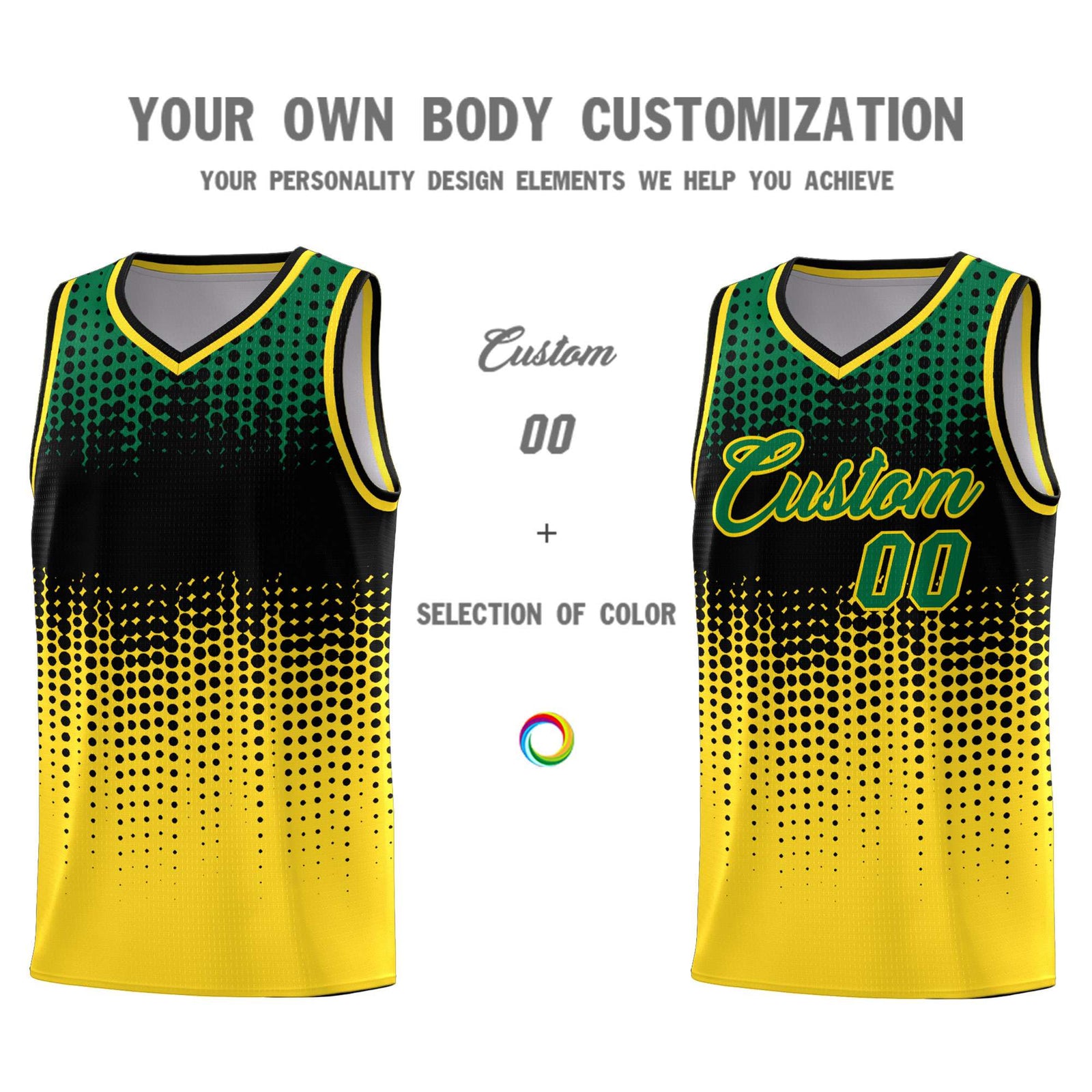 Custom Gold Gradient Dots Design Pattern Sports Uniform Basketball Jersey
