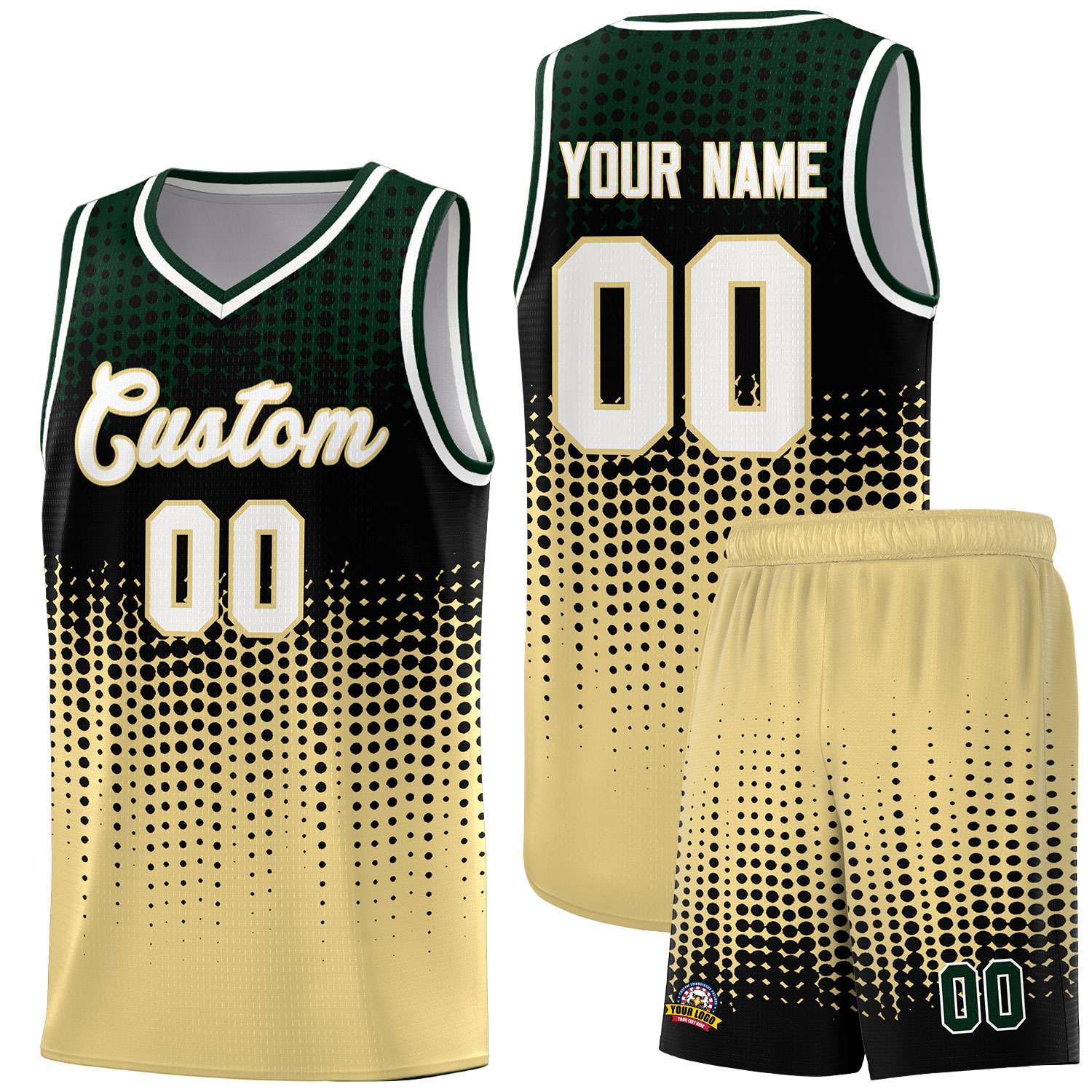 Custom Khaki Gradient Dots Design Pattern Sports Uniform Basketball Jersey