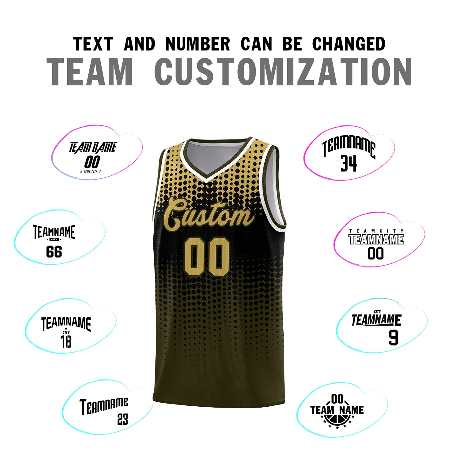 Custom Olive Gradient Dots Design Pattern Sports Uniform Basketball Jersey