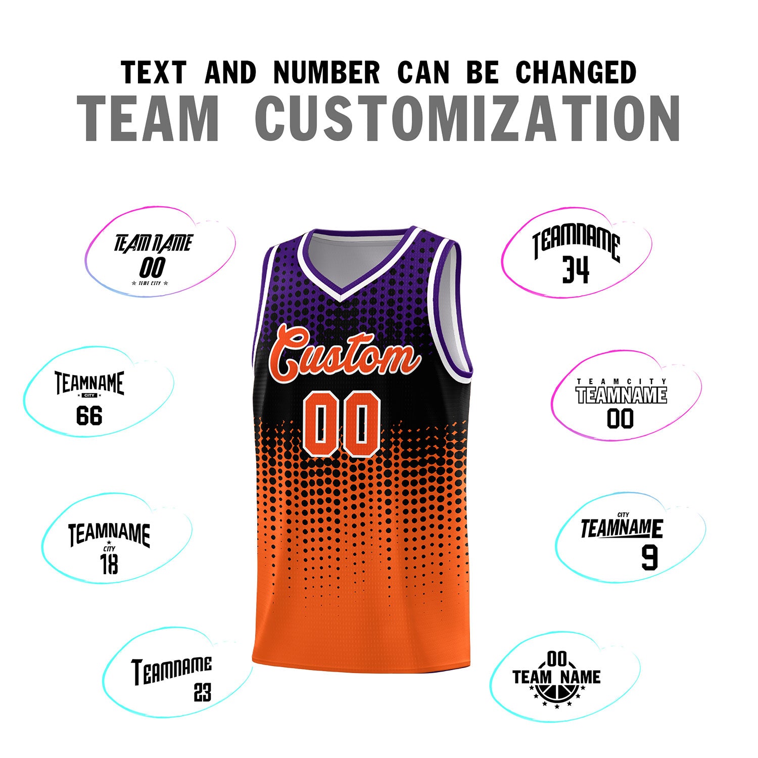 Custom Orange Gradient Dots Design Pattern Sports Uniform Basketball Jersey