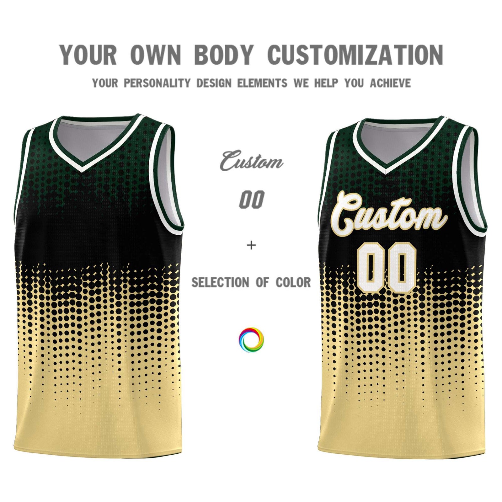 Custom Khaki Gradient Dots Design Pattern Sports Uniform Basketball Jersey