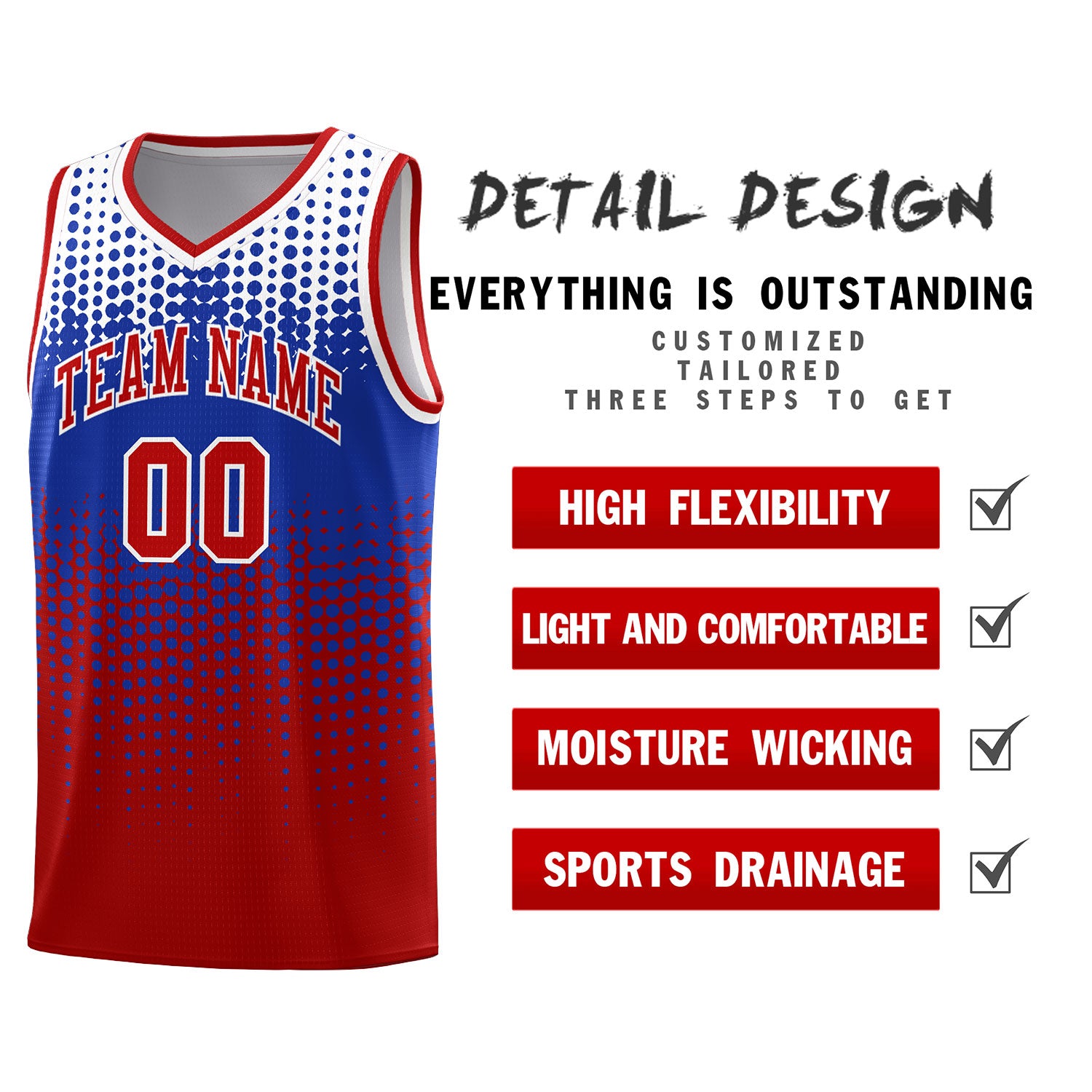 Custom Red Gradient Dots Design Pattern Sports Uniform Basketball Jersey