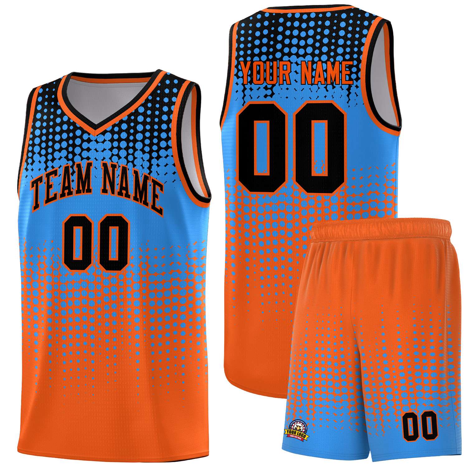 Custom Orange Gradient Dots Design Pattern Sports Uniform Basketball Jersey