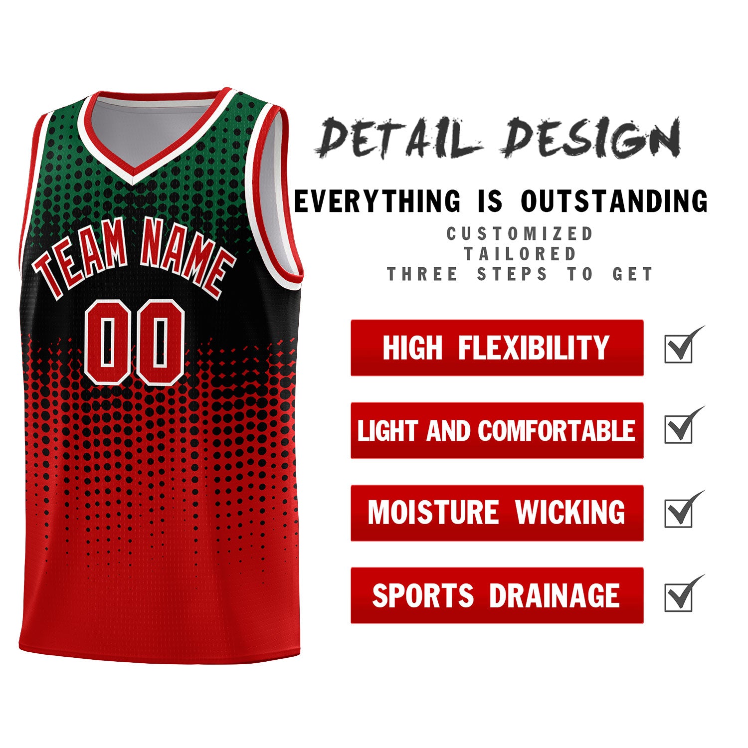 Custom Red Gradient Dots Design Pattern Sports Uniform Basketball Jersey