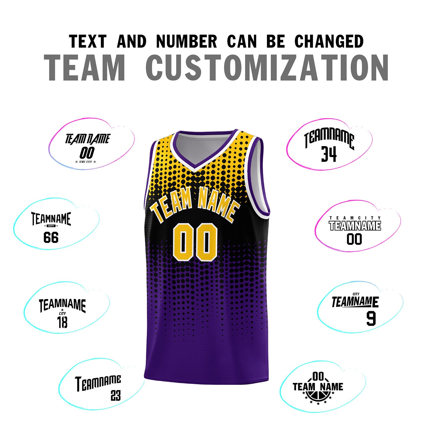 Custom Purple Gradient Dots Design Pattern Sports Uniform Basketball Jersey