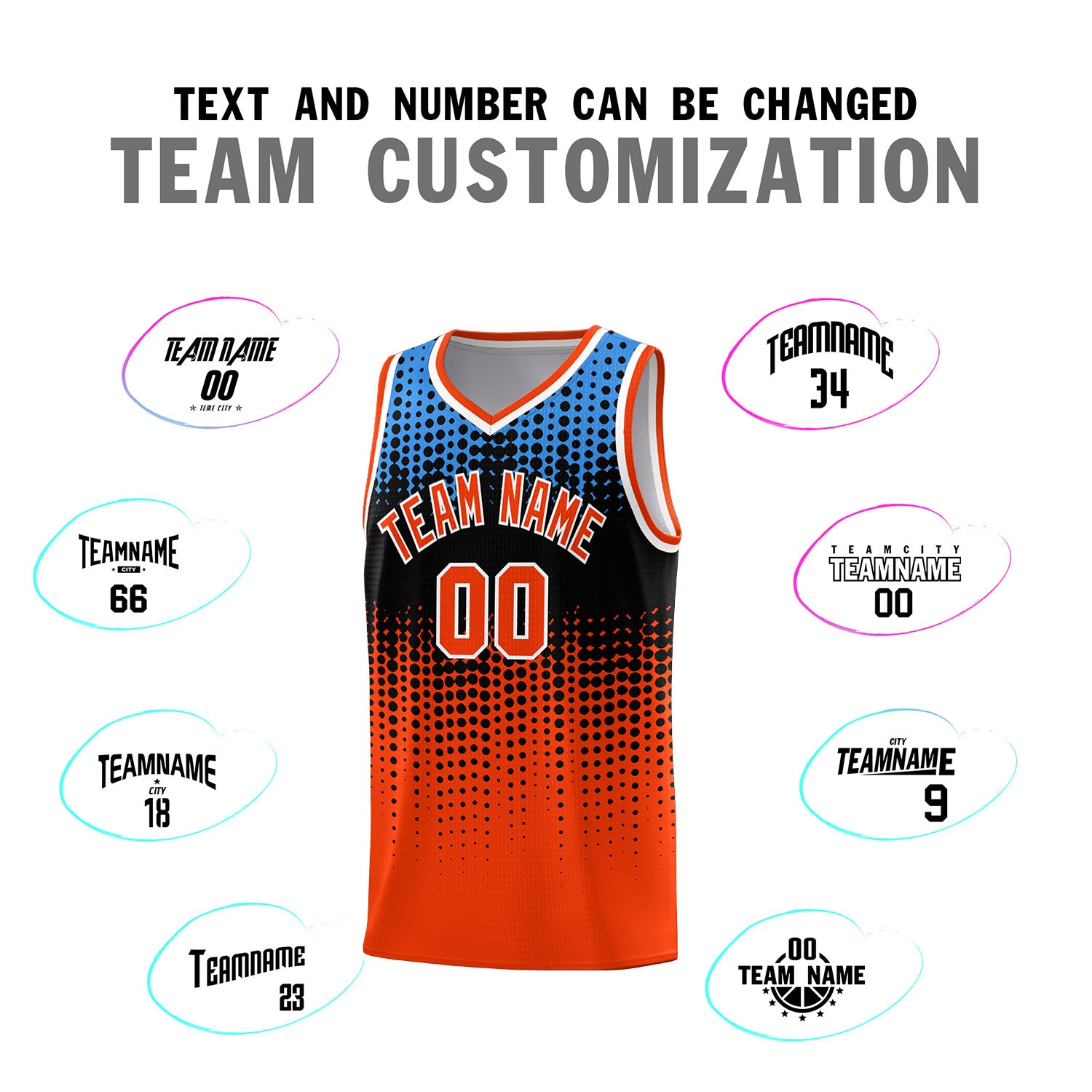 Custom Orange Gradient Dots Design Pattern Sports Uniform Basketball Jersey