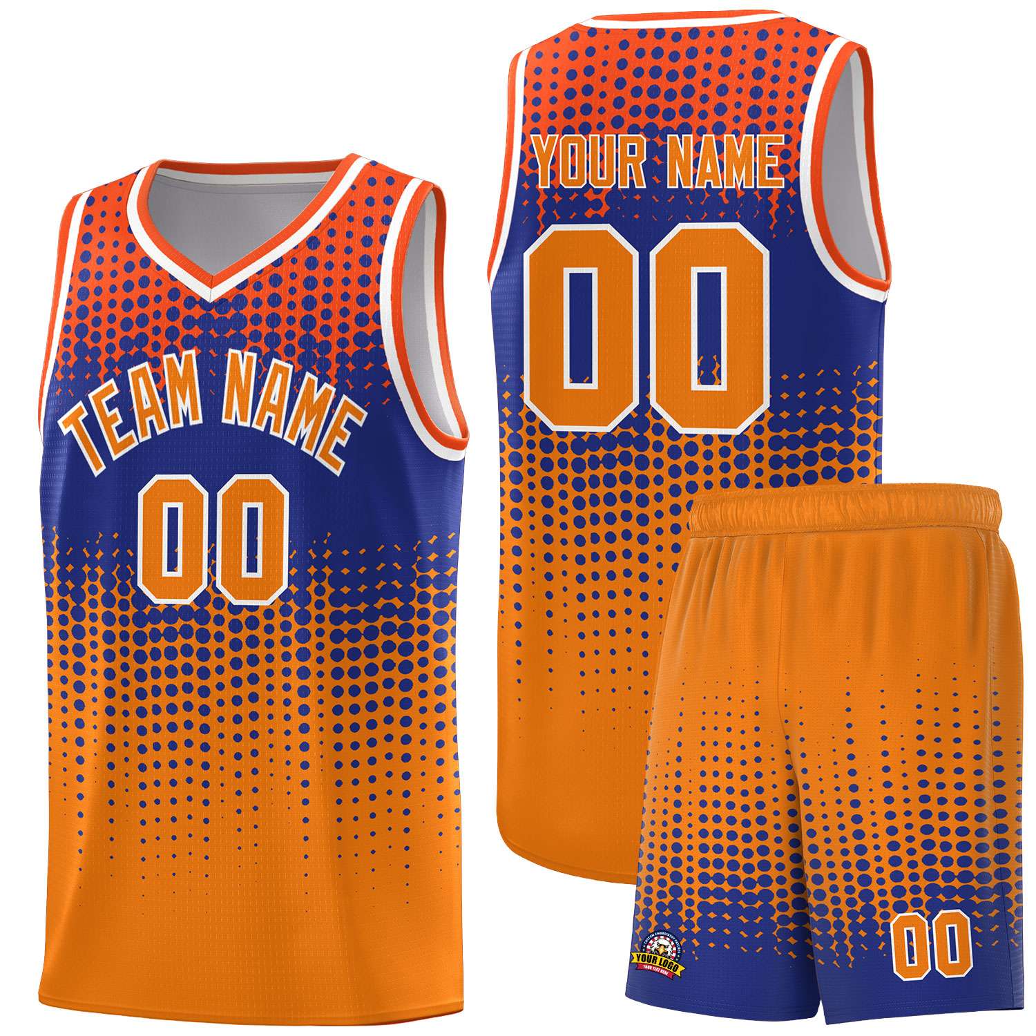 Custom Orange Gradient Dots Design Pattern Sports Uniform Basketball Jersey