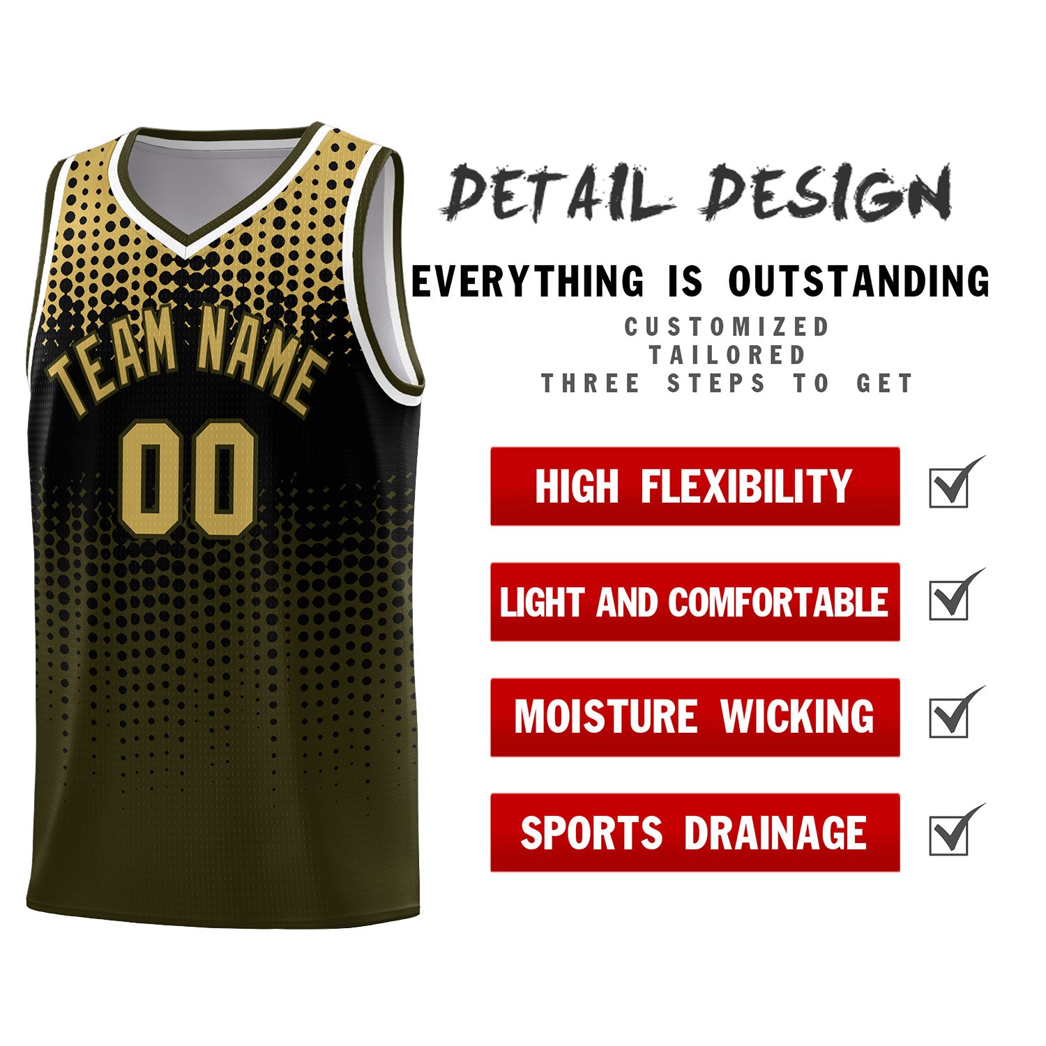 Custom Olive Gradient Dots Design Pattern Sports Uniform Basketball Jersey