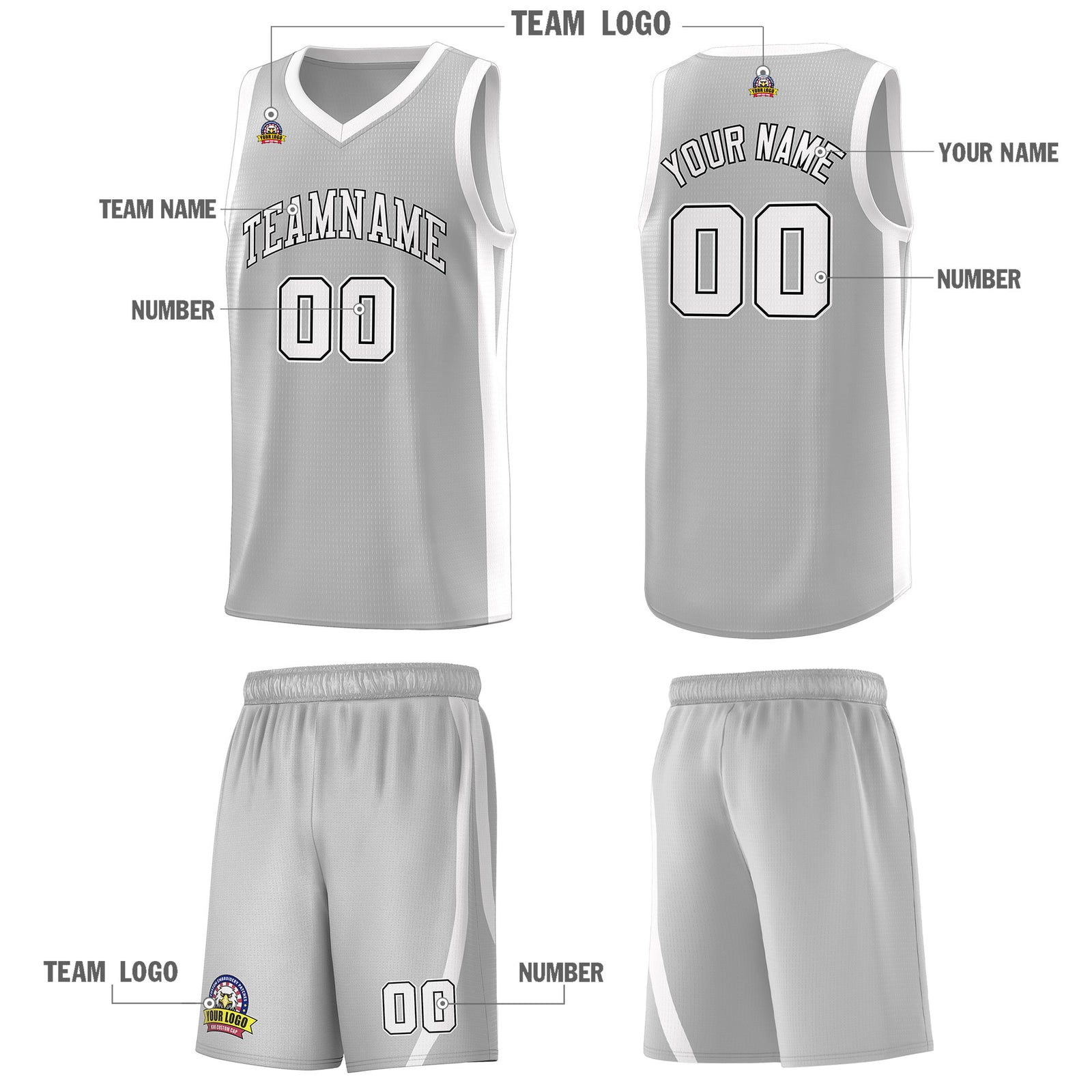 Fans-Made | Custom Silver White-Black Classic Sets Sports Uniform Basketball Jersey ¡§C Available for Reorder