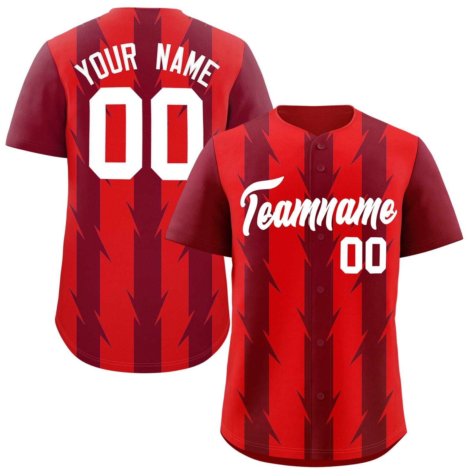 Custom Red Crimson Raglan Sleeves Blade Pattern Authentic Baseball Jersey