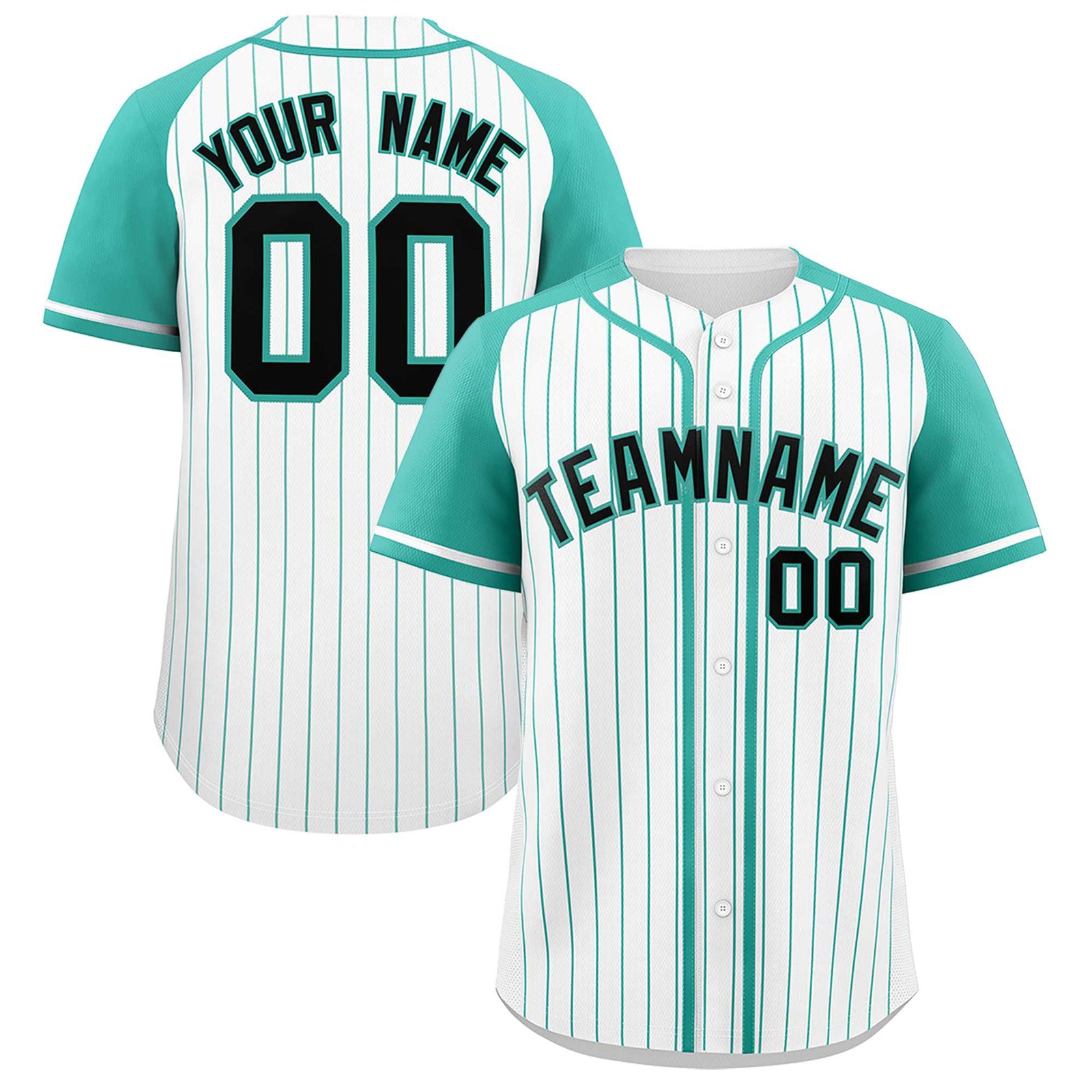 Custom White Bright Green Stripe Fashion Raglan Sleeves Authentic Baseball Jersey