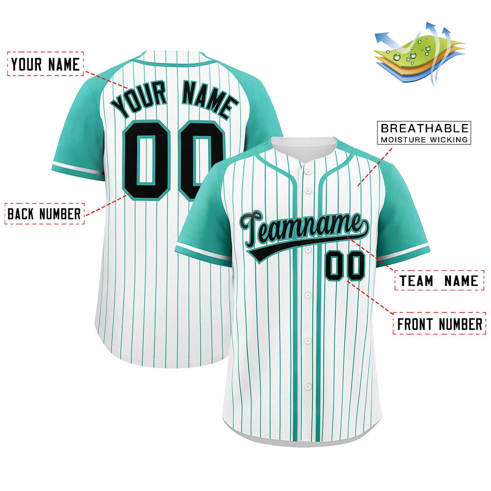 Custom White Bright Green Stripe Fashion Raglan Sleeves Authentic Baseball Jersey