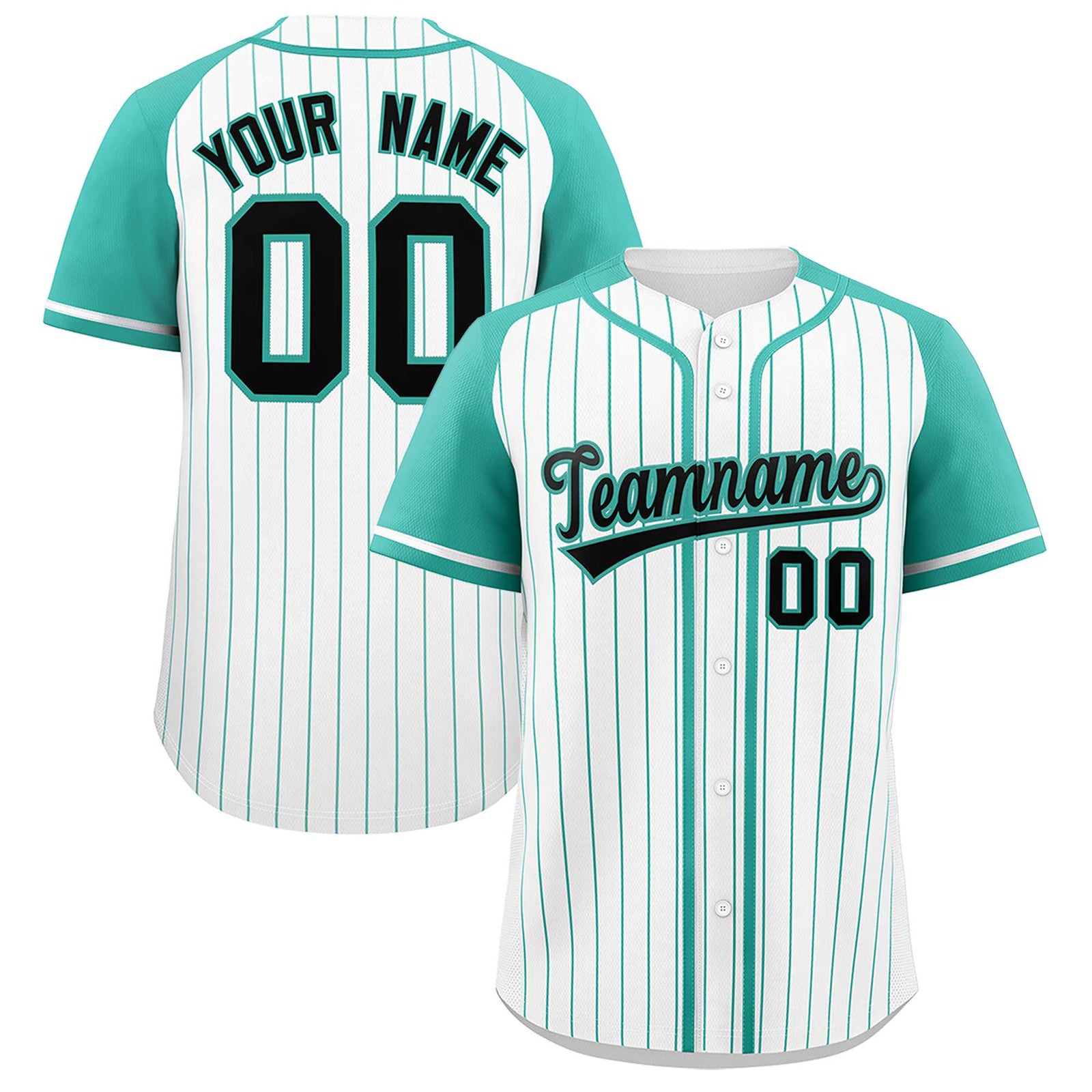 Custom White Bright Green Stripe Fashion Raglan Sleeves Authentic Baseball Jersey