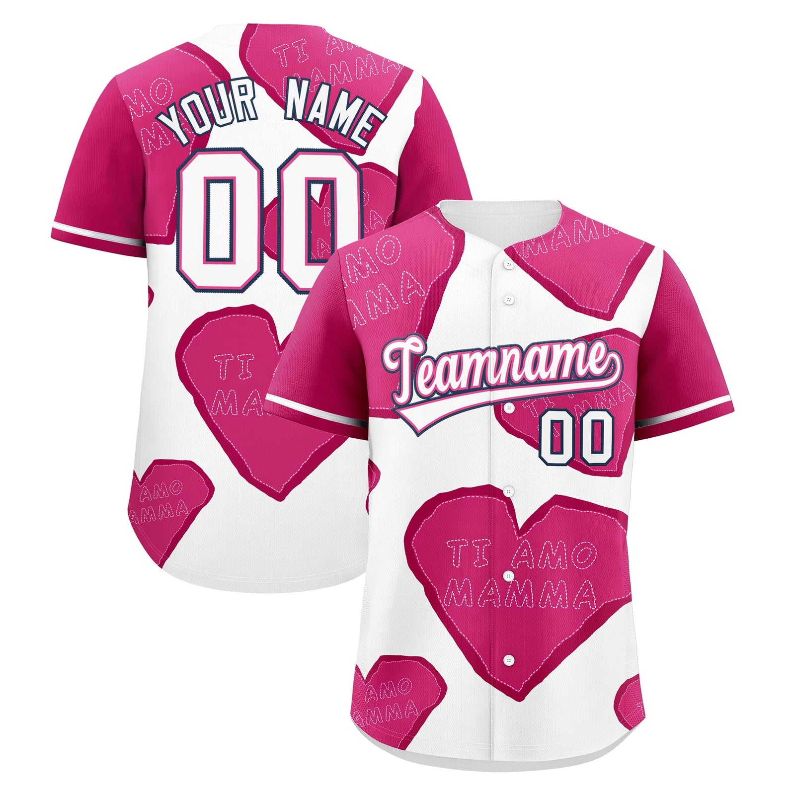 Custom White Pink Mother's Day Style Graffiti Pattern Moisture-Wicking Baseball Jersey| KXKSHOP