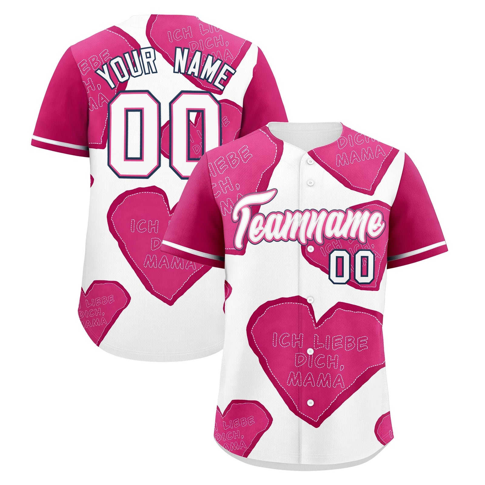 Custom White Pink Mother's Day Style Graffiti Pattern Stretch Fabric Baseball Jersey| KXKSHOP