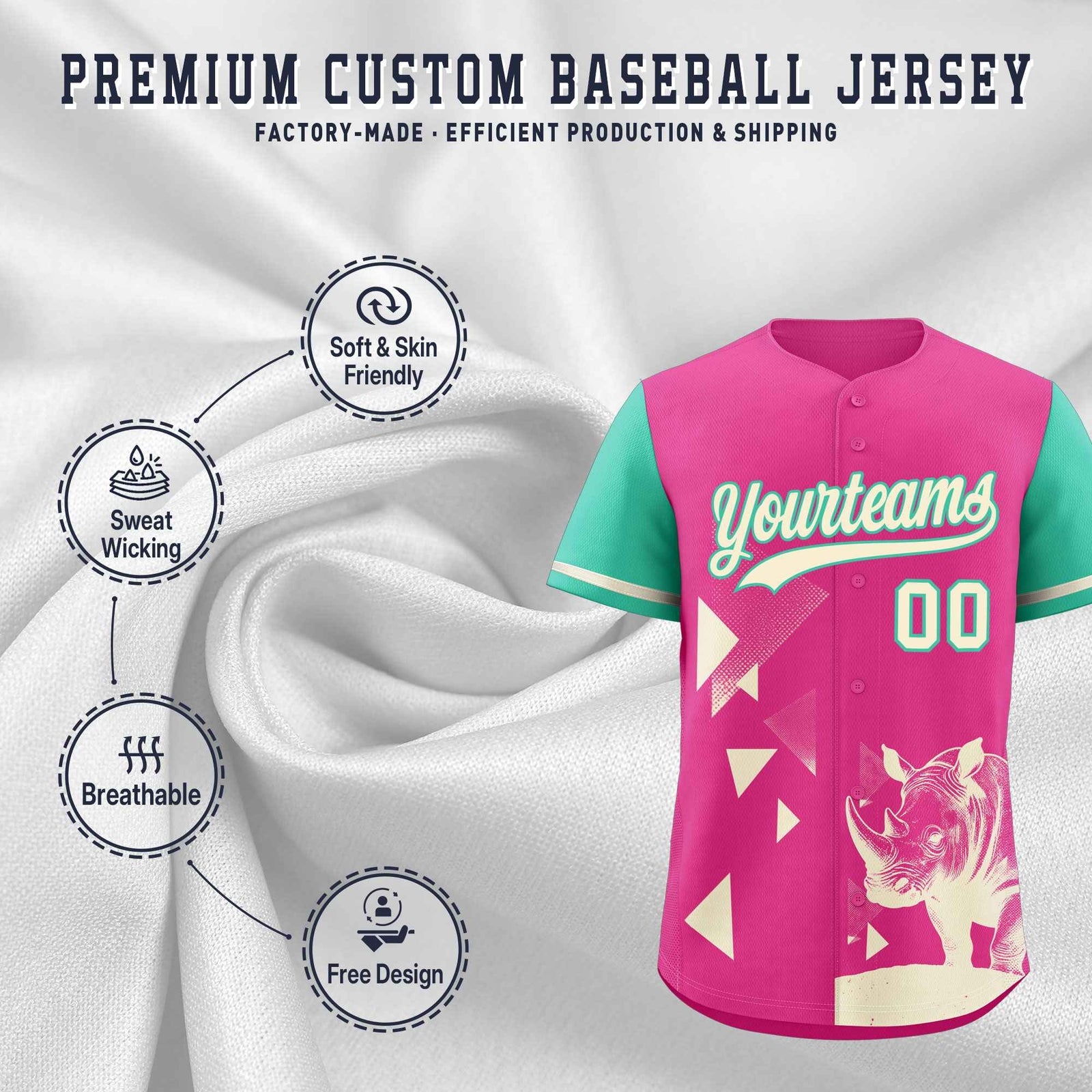 Custom Green Rose Red Raptor Series Raglan Sleeves Breathable Baseball Jersey